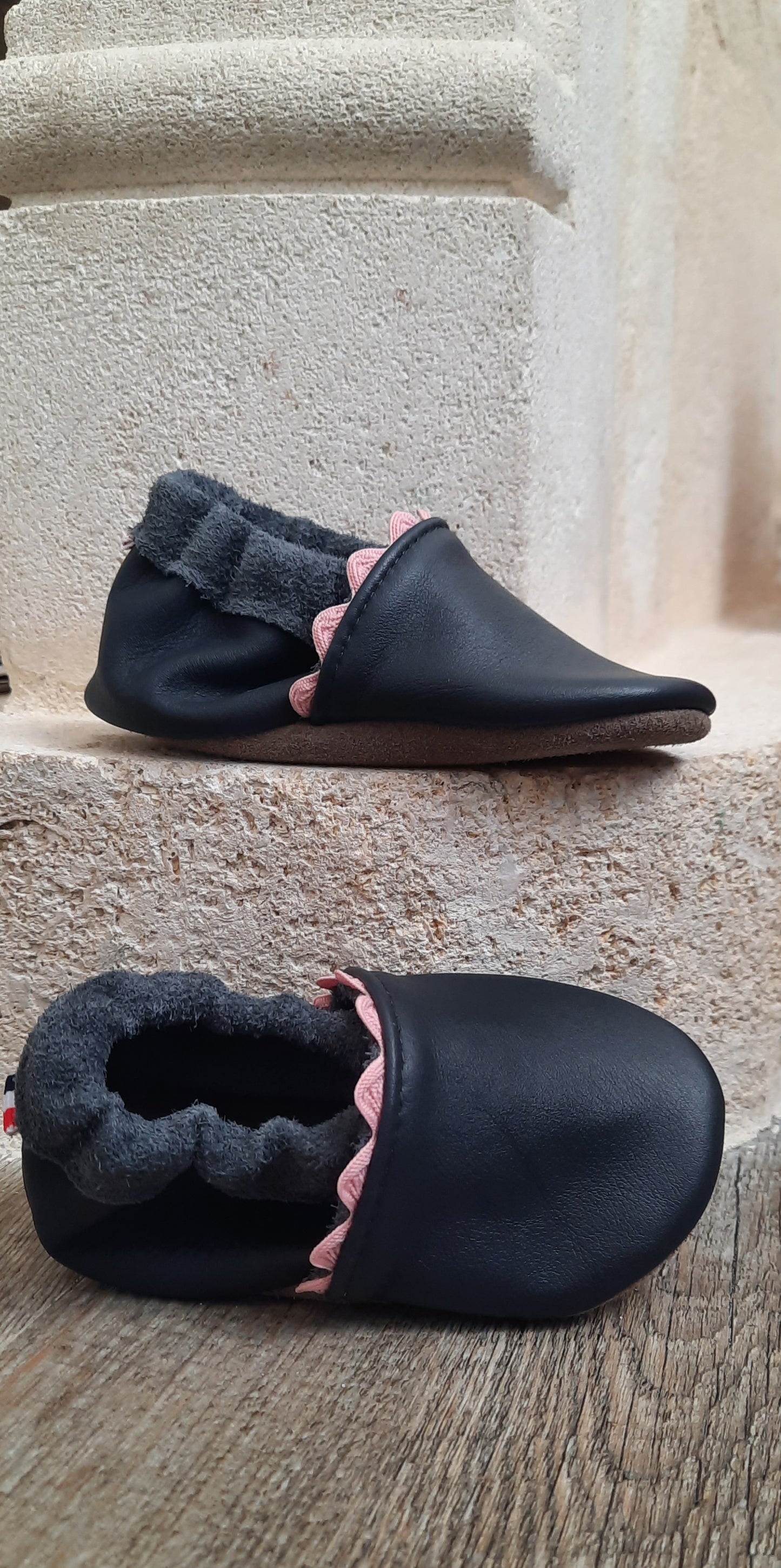 Chaussons souples en cuir classique - bleu marine