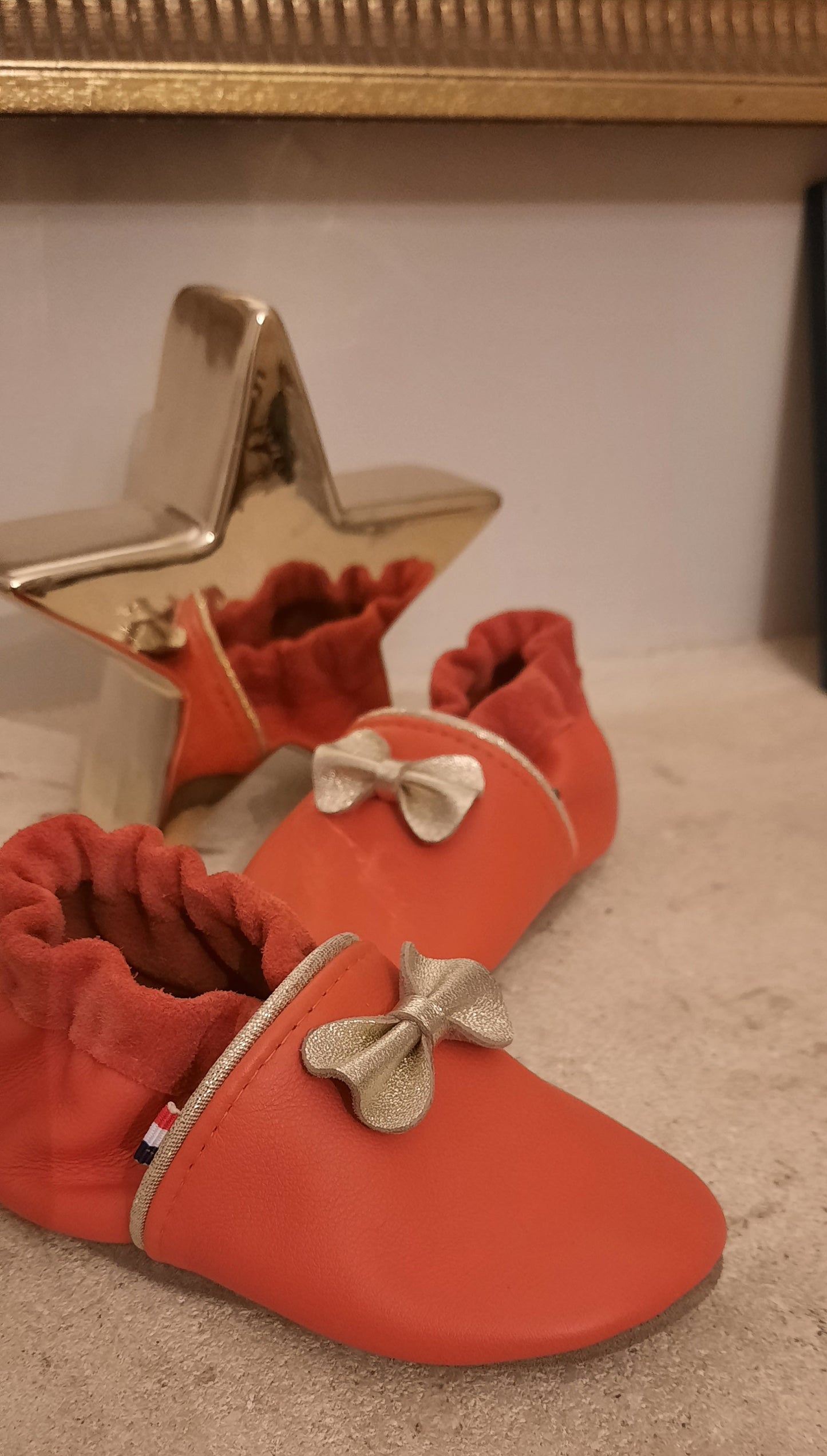 Chaussons souples en cuir princesse - orange