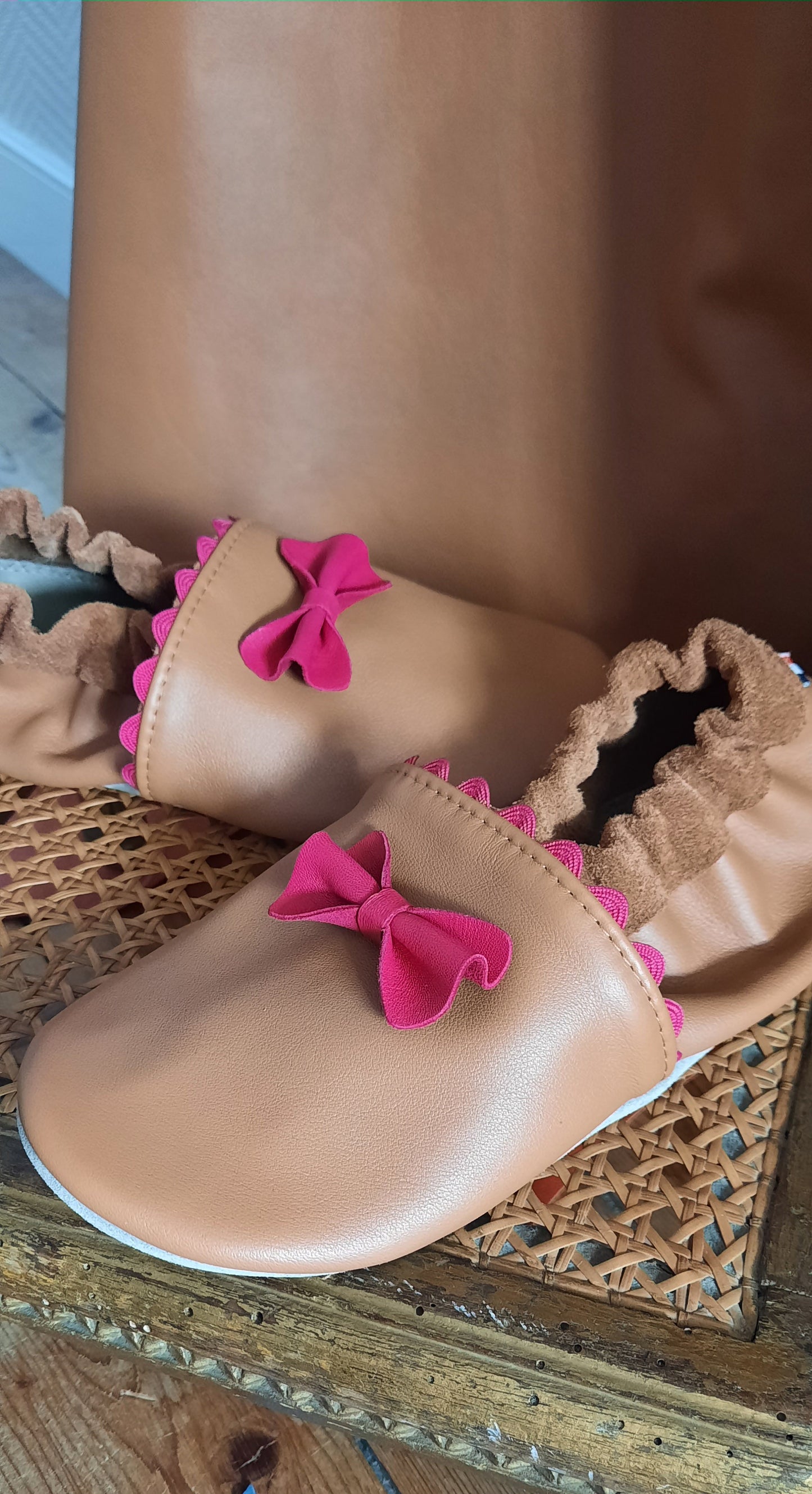 Chaussons souples en cuir princesse - camel