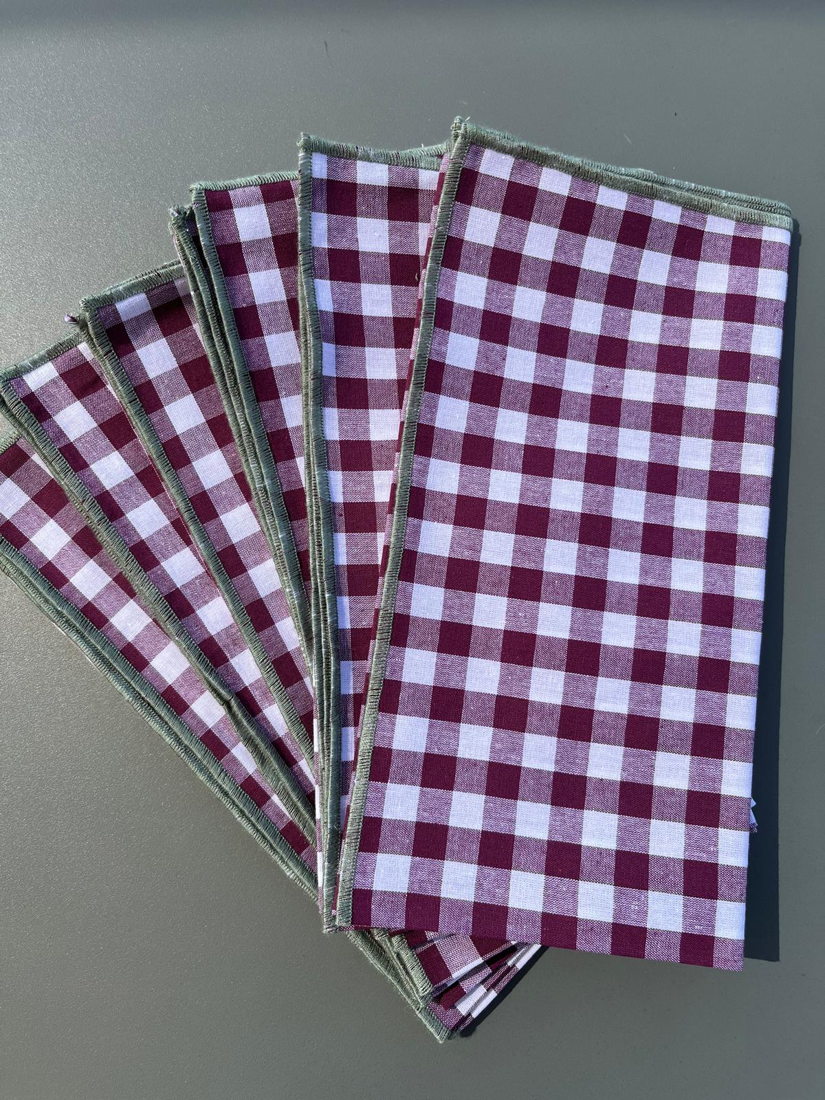 6 Serviettes de table en vichy violet