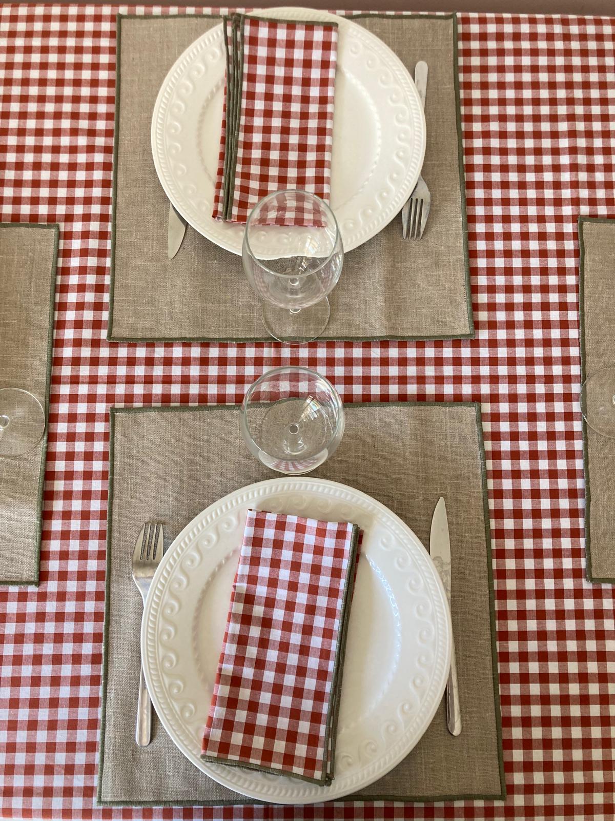 6 sets de table en lin enduit carré
