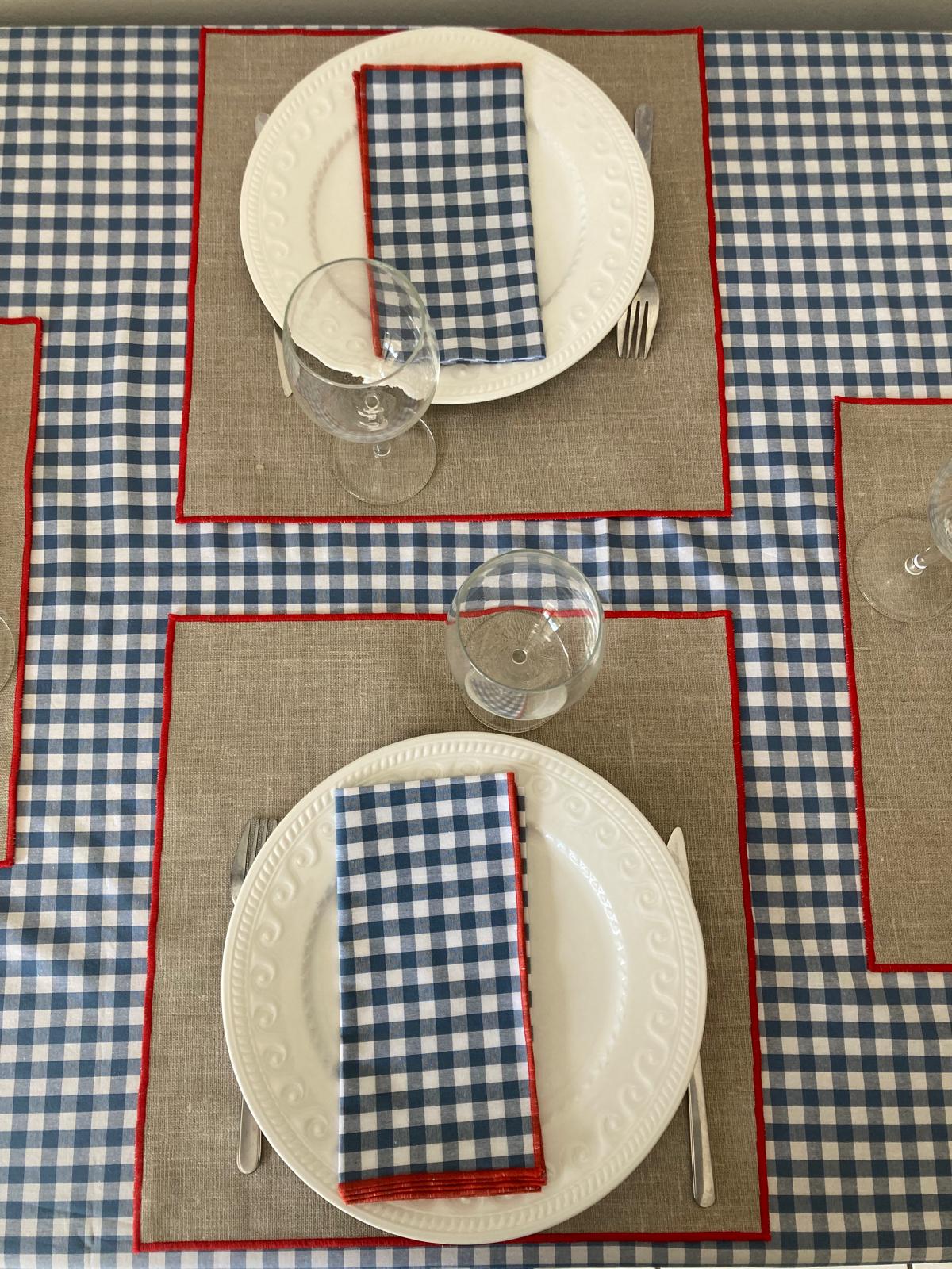 6 sets de table en lin enduit carré