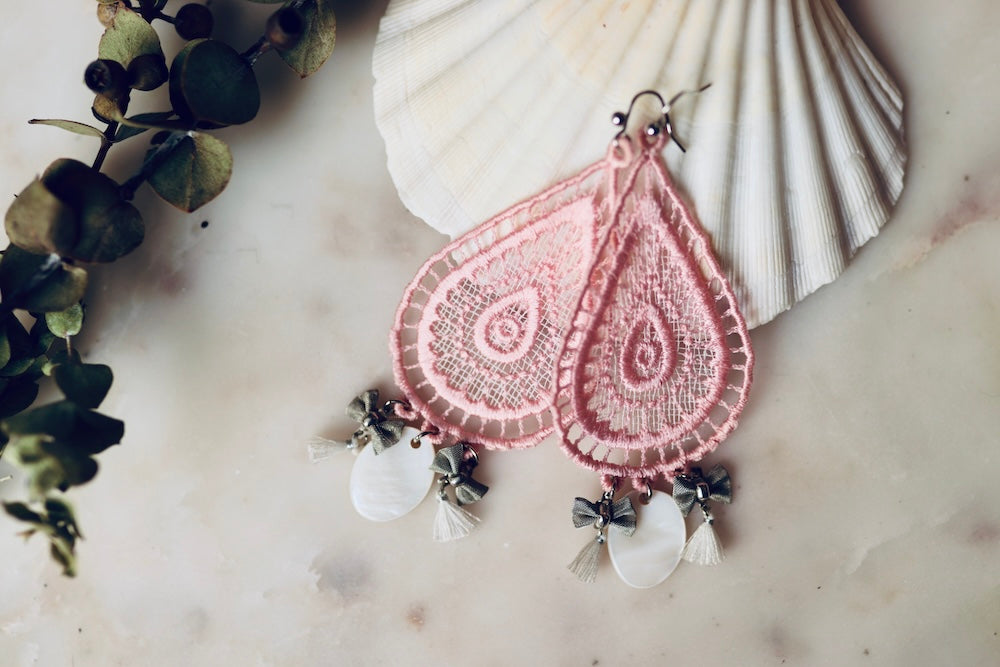 Boucles d'oreilles - rose poudré