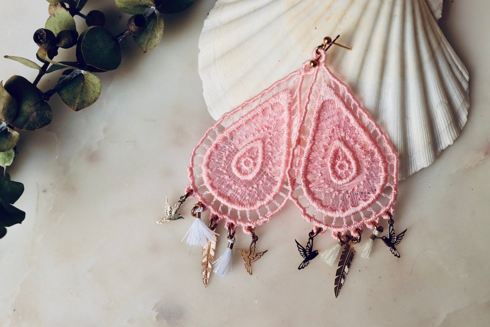 Boucles d'oreilles - rose poudré