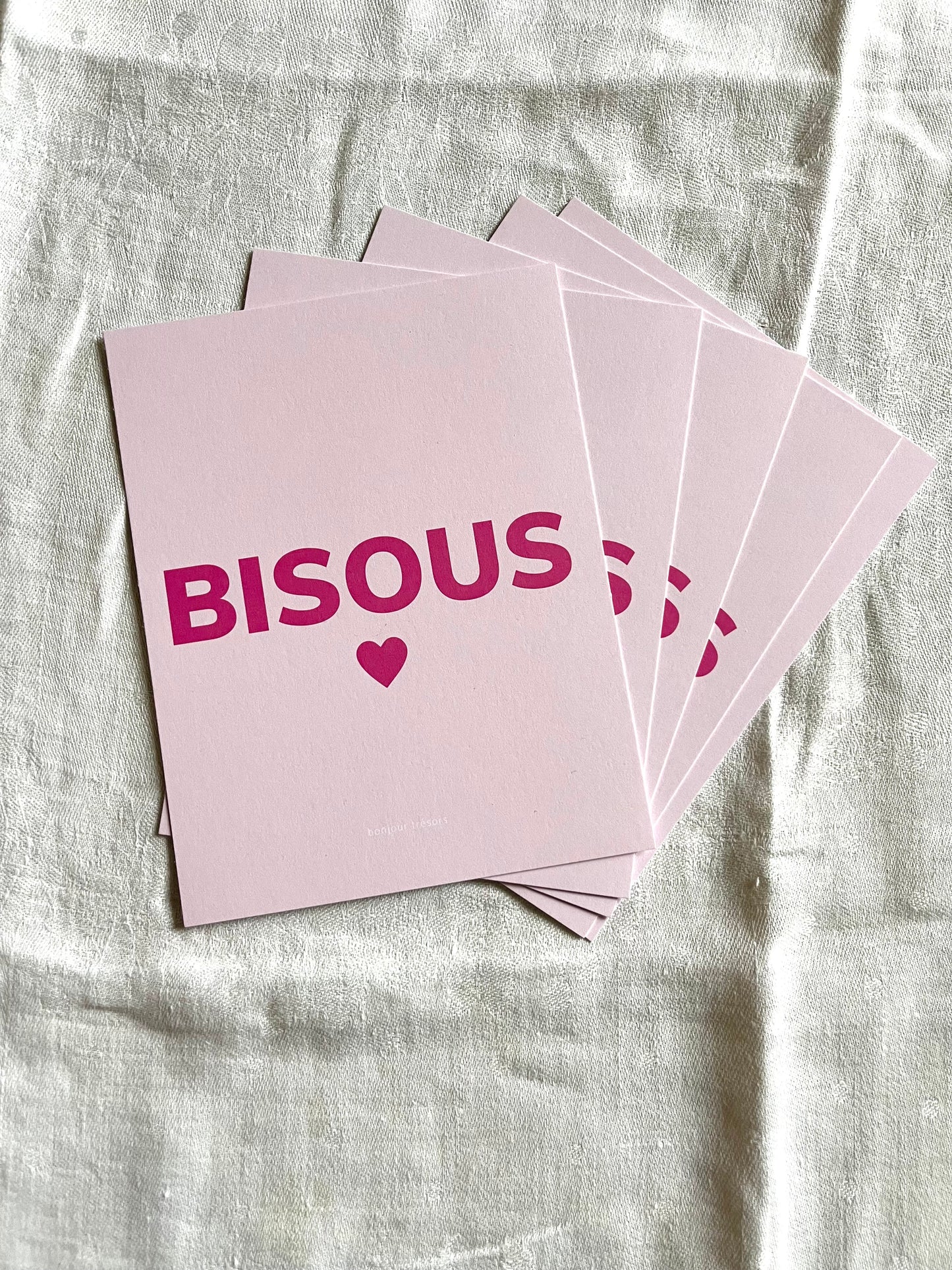 Bisous rose - carte