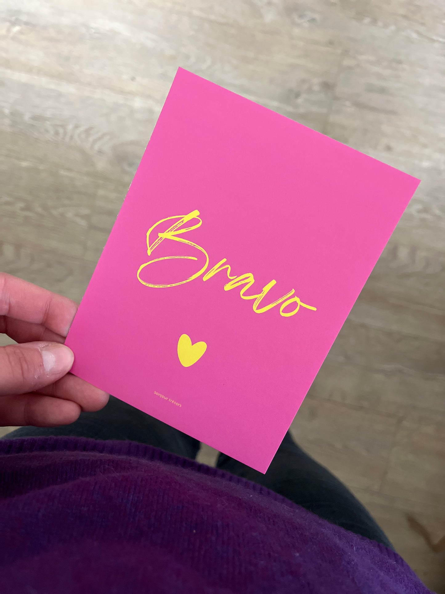 Bravo - jaune et fond rose - carte