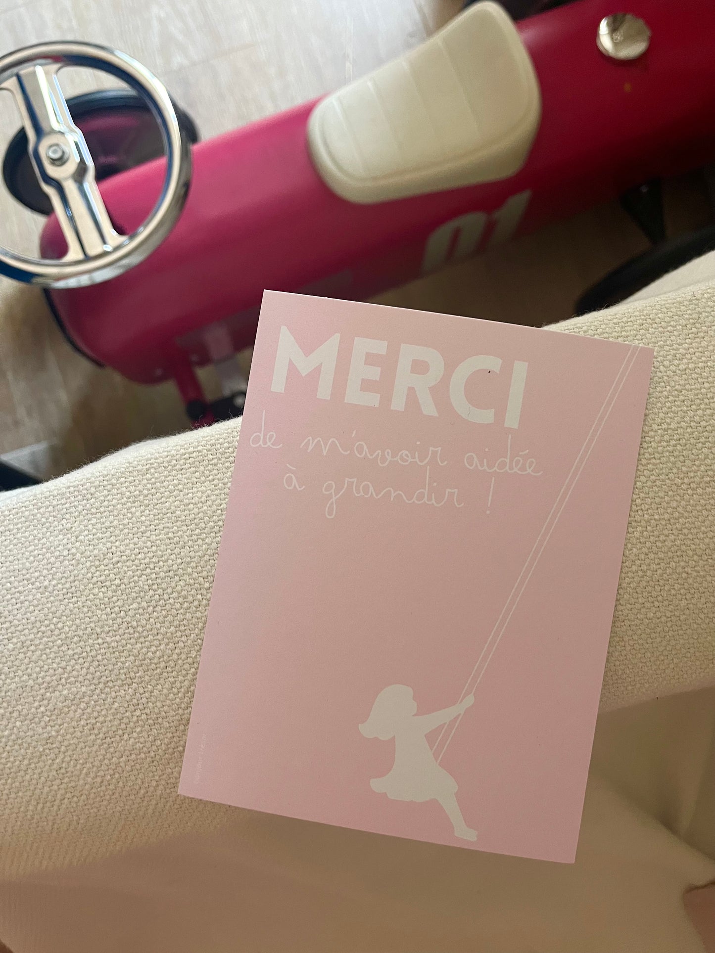 Merci crèche - rose - carte