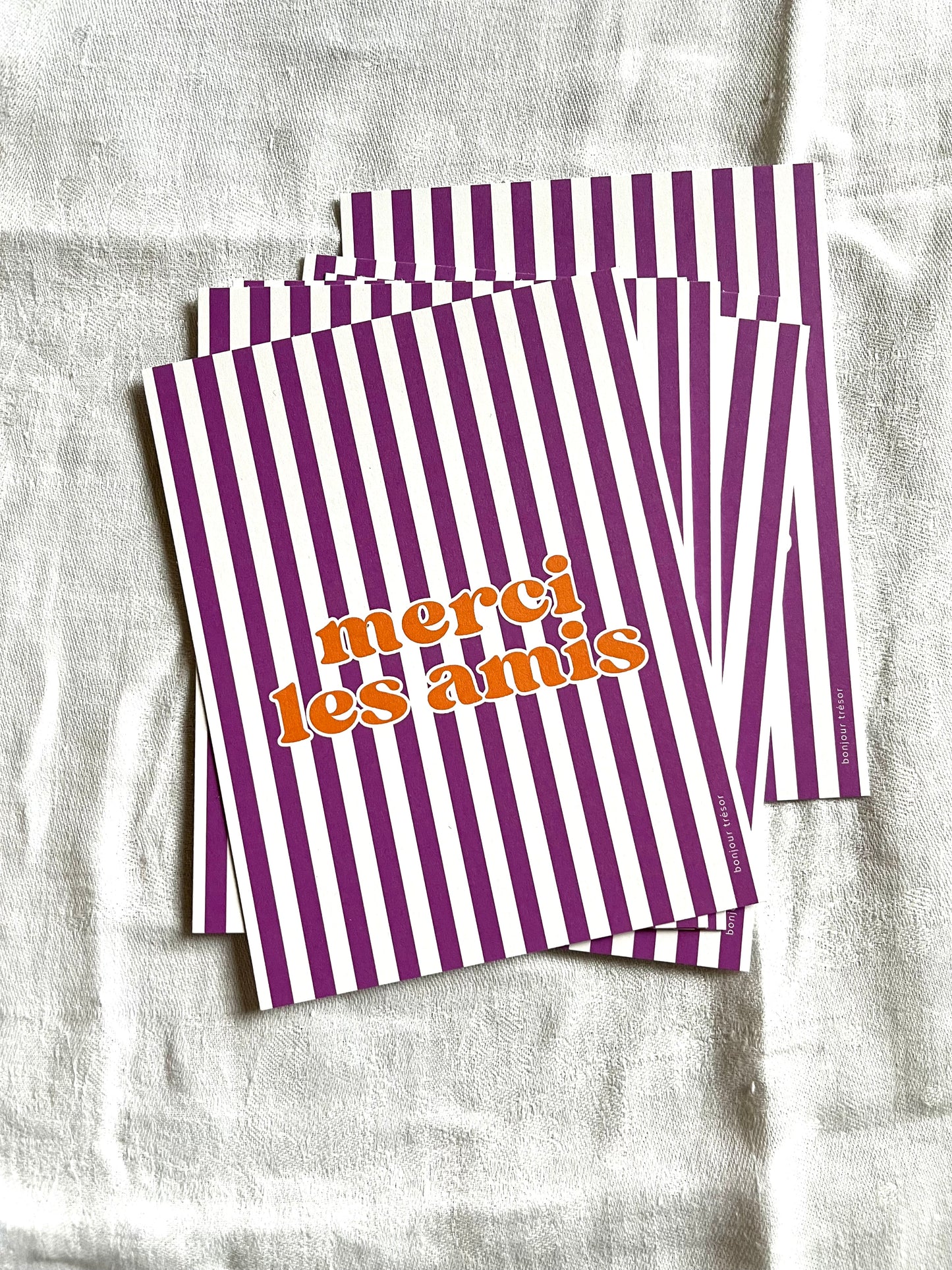 Merci les amis - rayures - carte