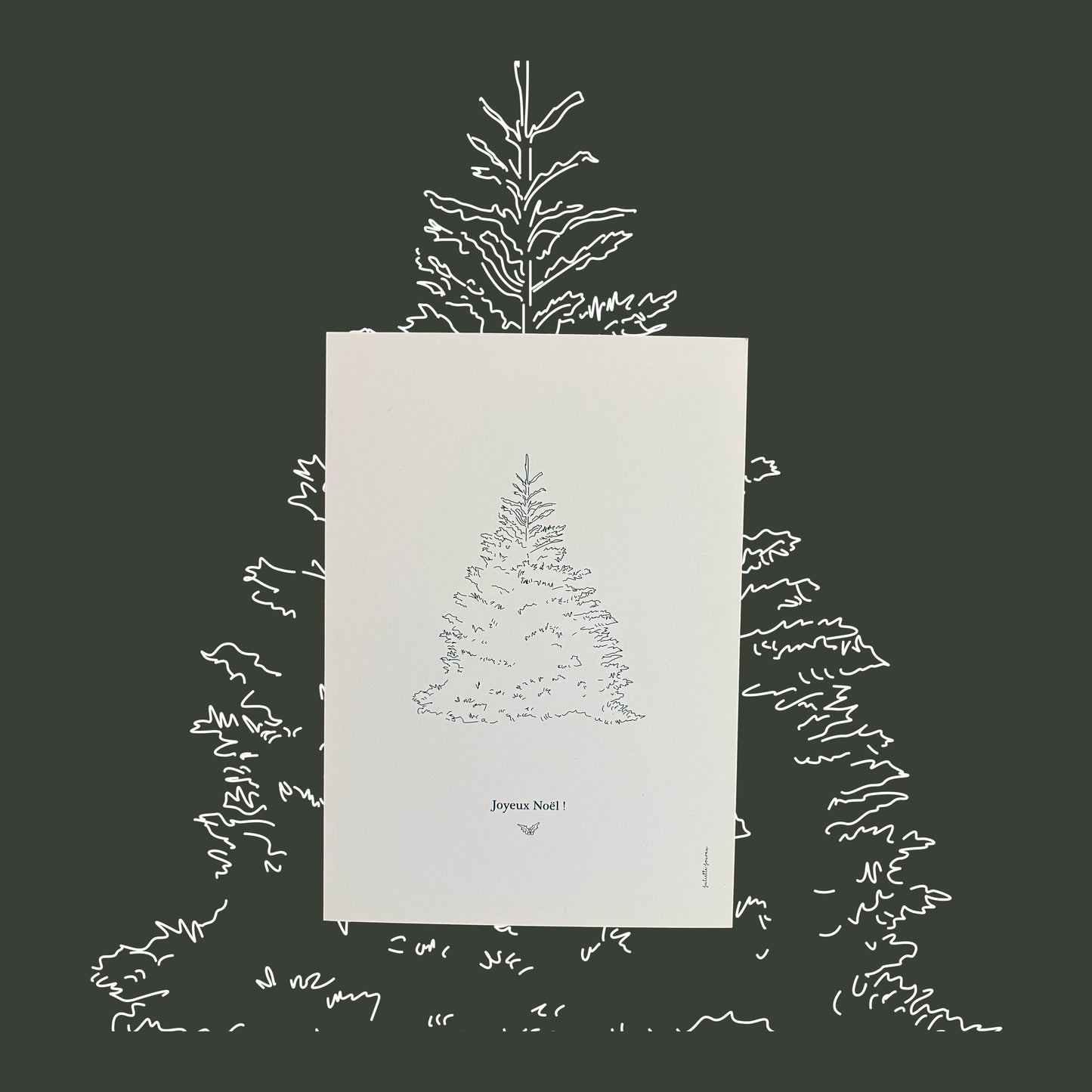 carte de Noel "joyeux noel" avec sapin