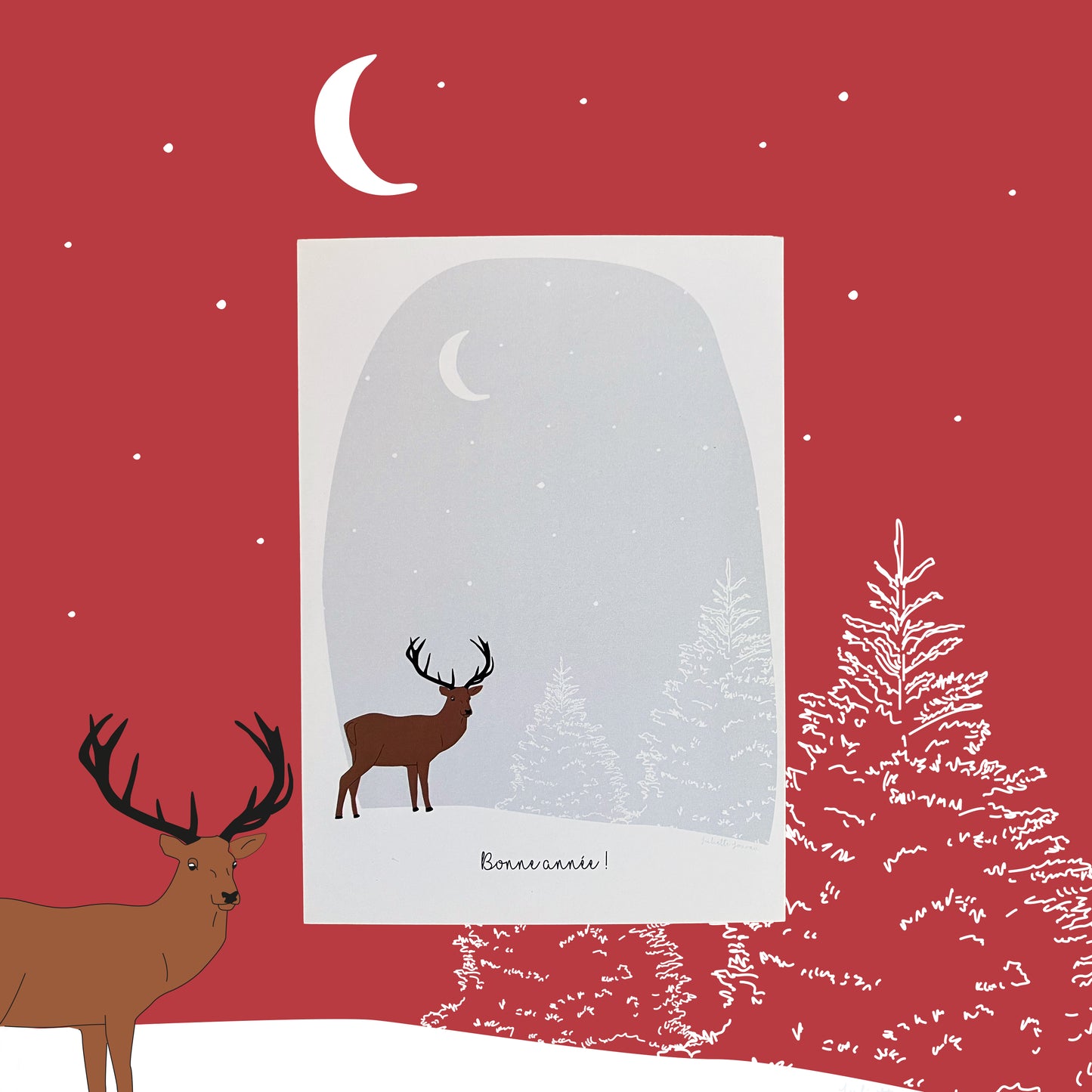 Carte de meilleurs voeux avec cerf de Juliette Journu