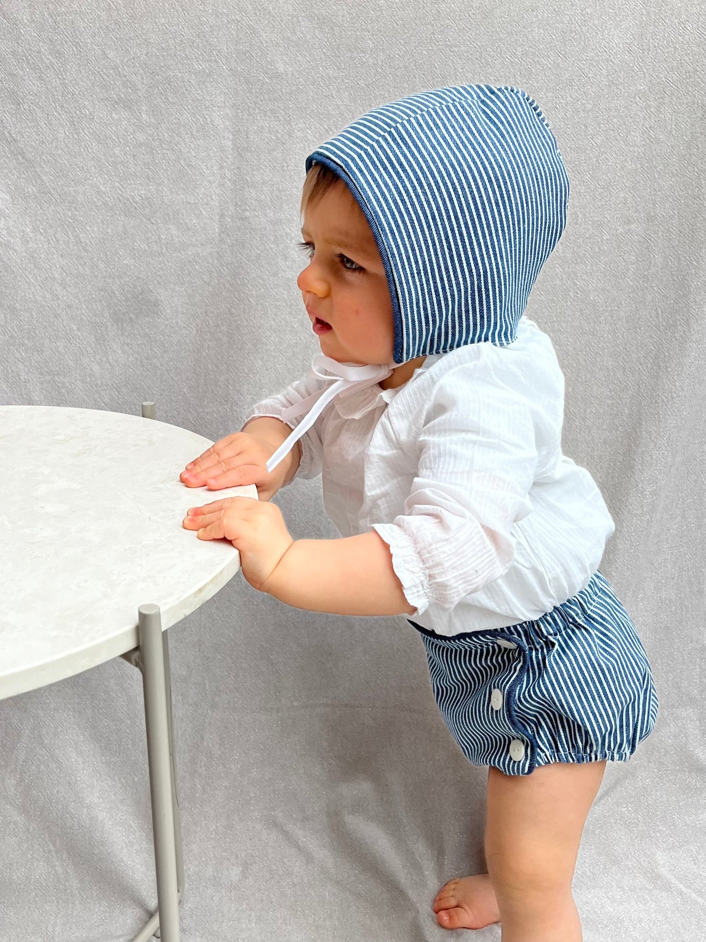 Culotton boutonné en toile rayée