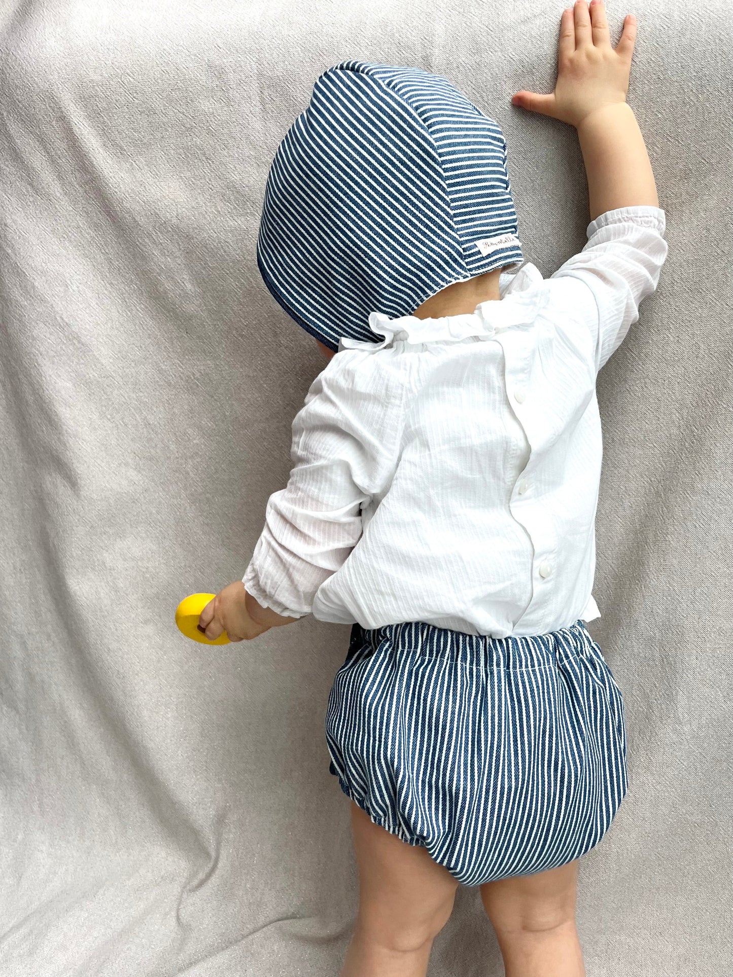 Culotton boutonné en toile rayée