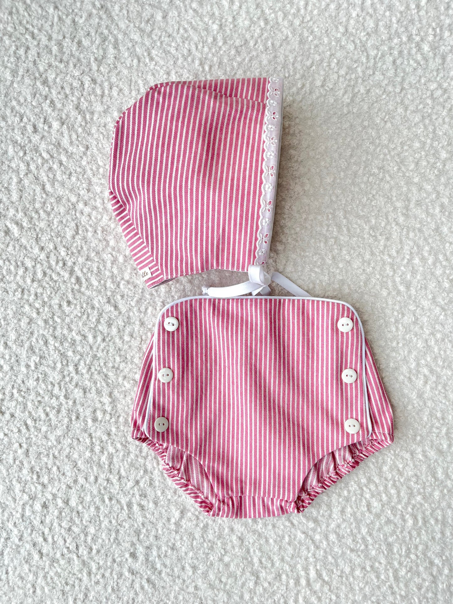 Culotton boutonné en toile rayée