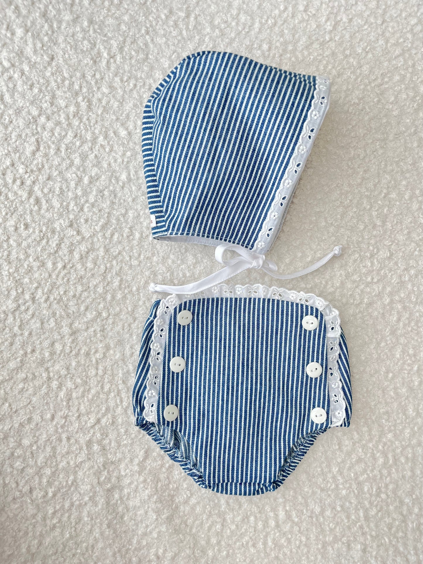 Culotton boutonné en toile rayée