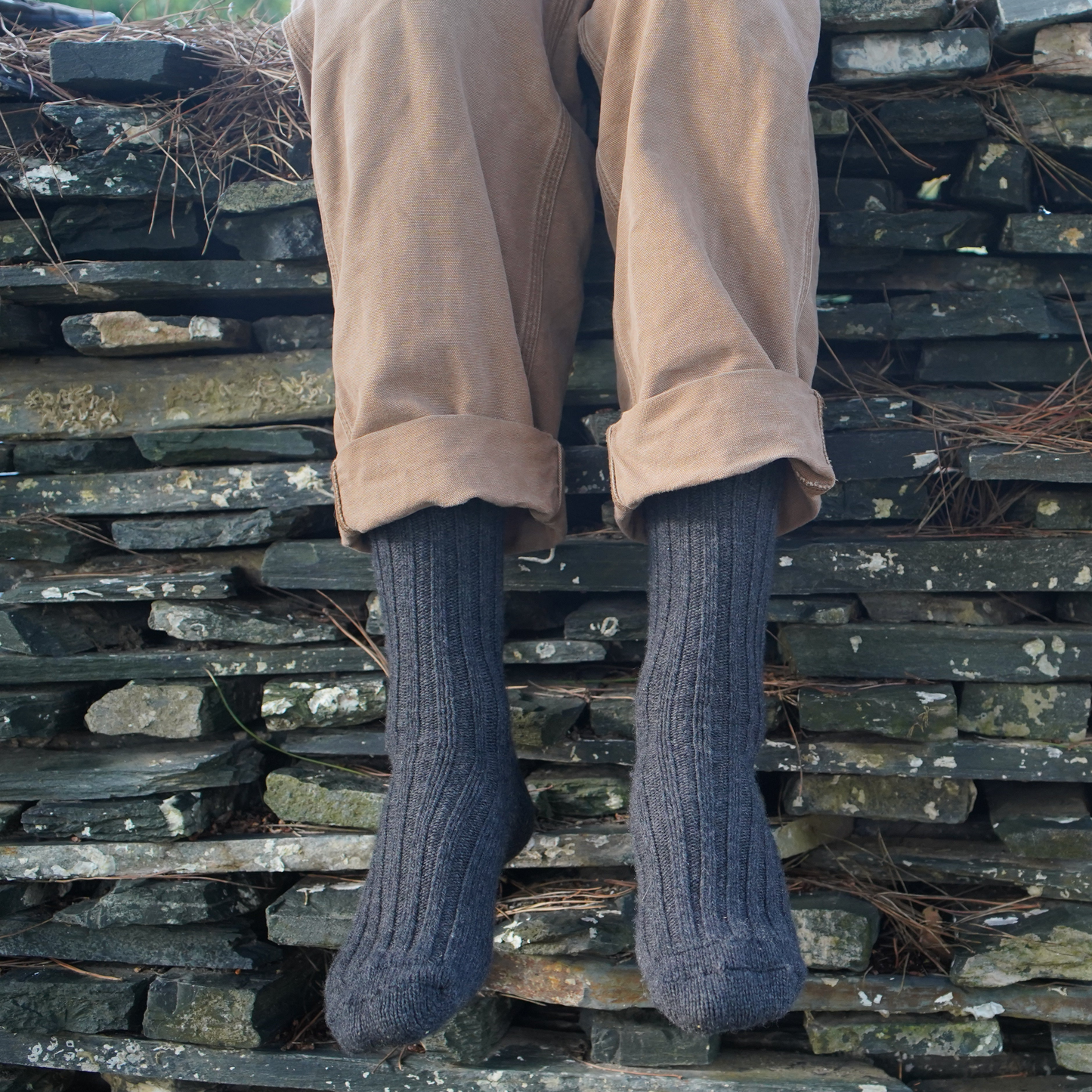 Chaussettes Noires en Cachemire et Laine Mérinos