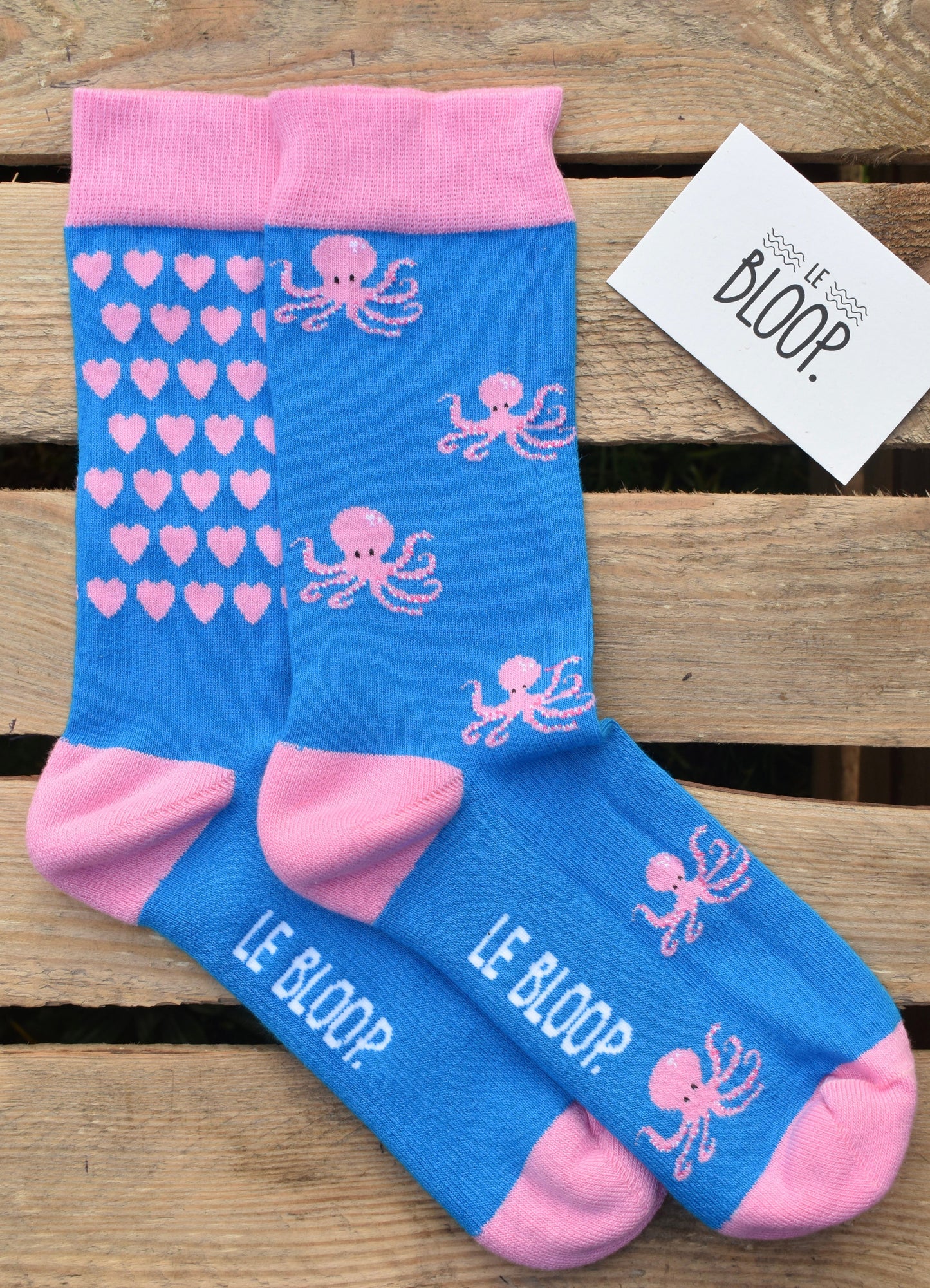 Chaussettes à motifs pieuvres et coeurs