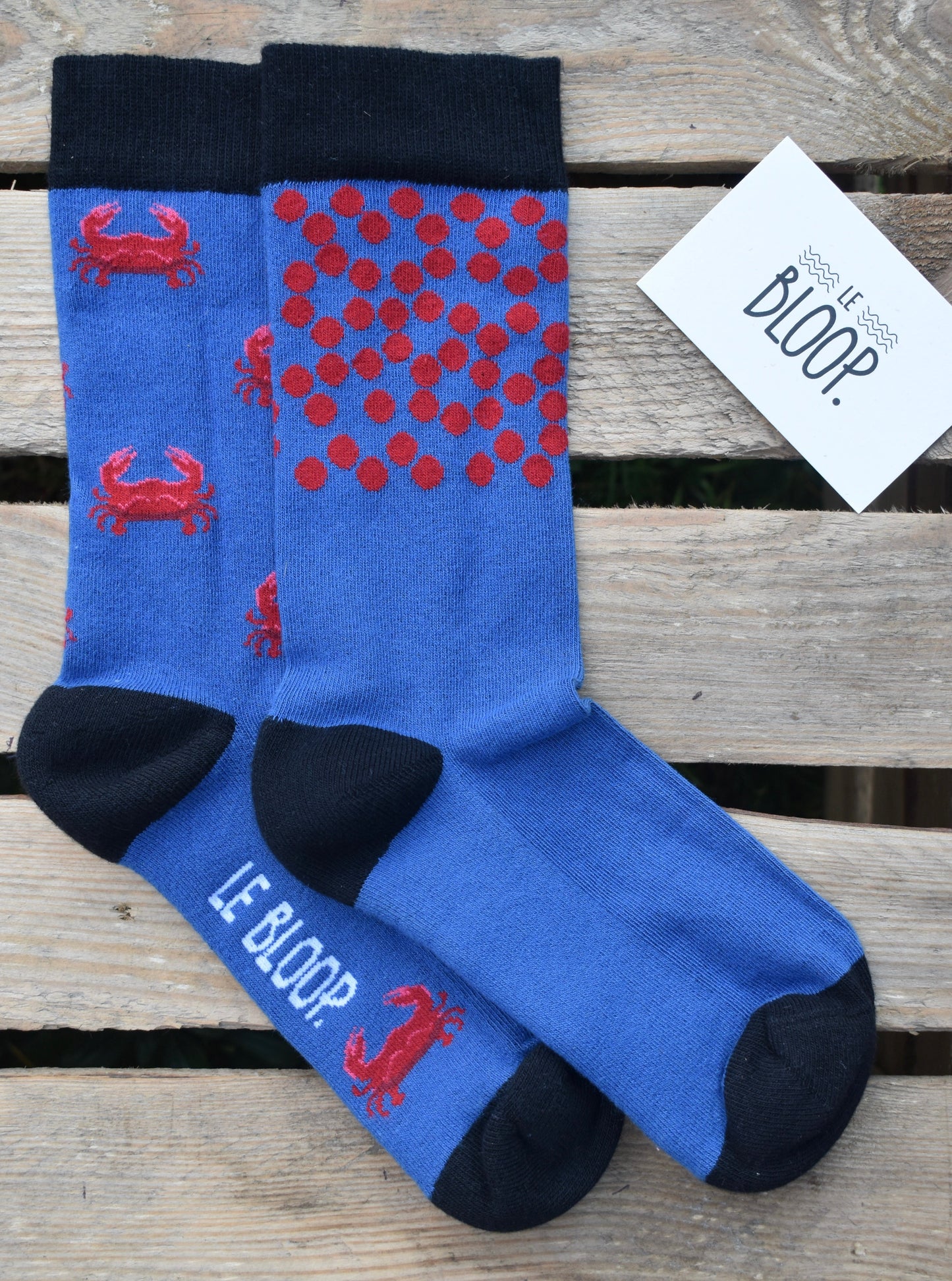 Chaussettes à motifs crabes et pois rouges