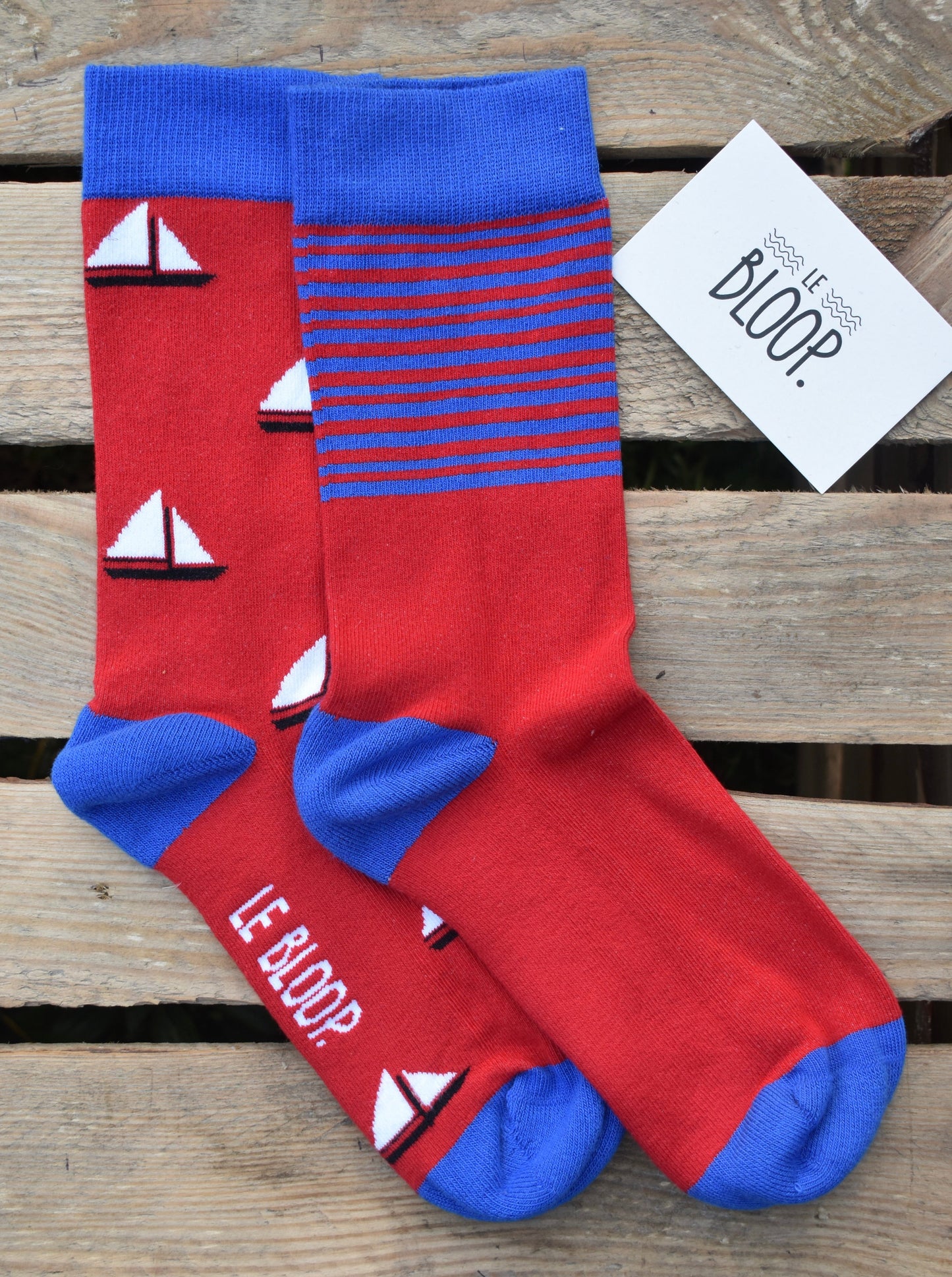 Chaussettes à motifs bateaux et rayures bleues