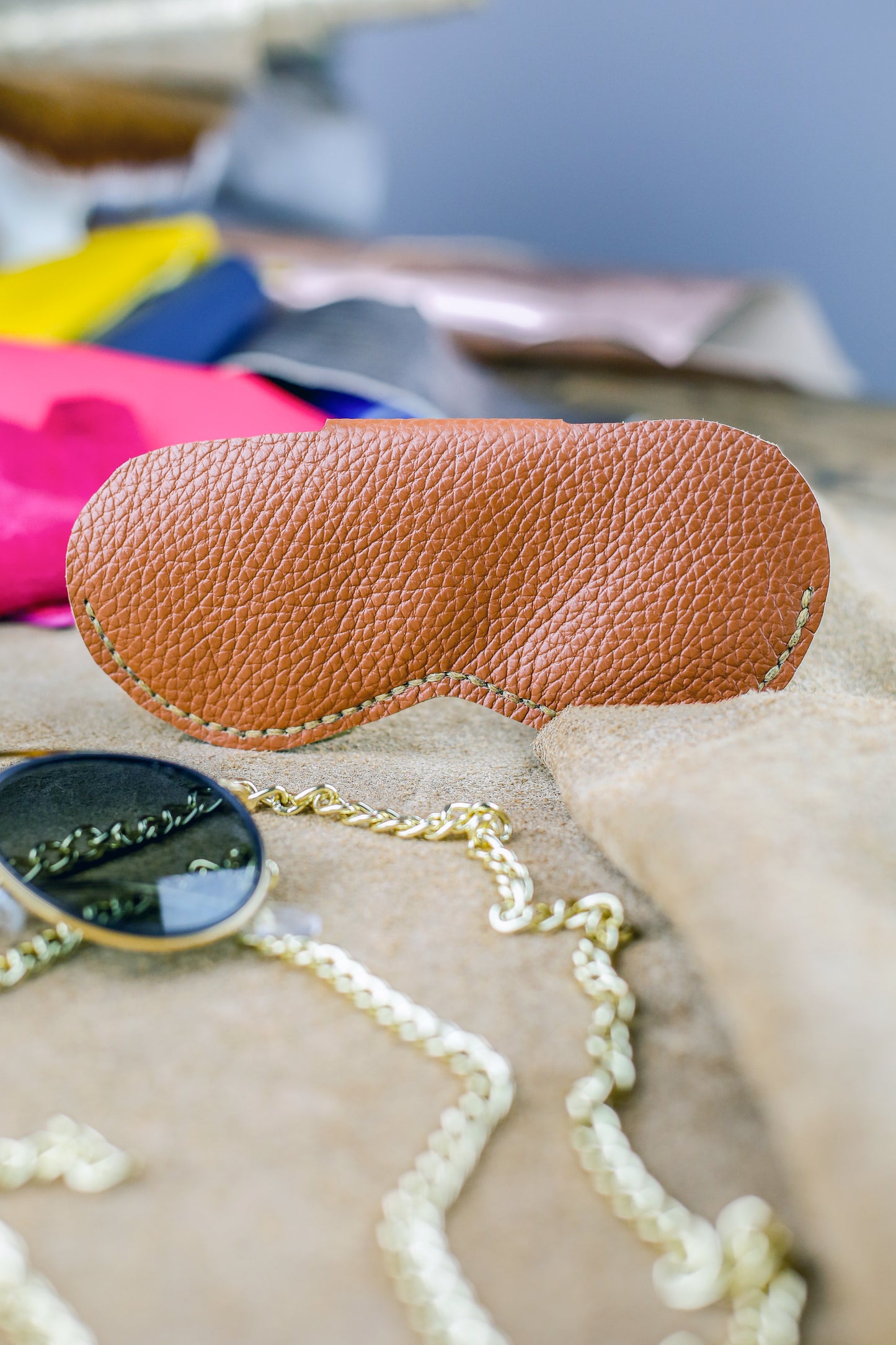 Etui à lunettes - Doré et Camel