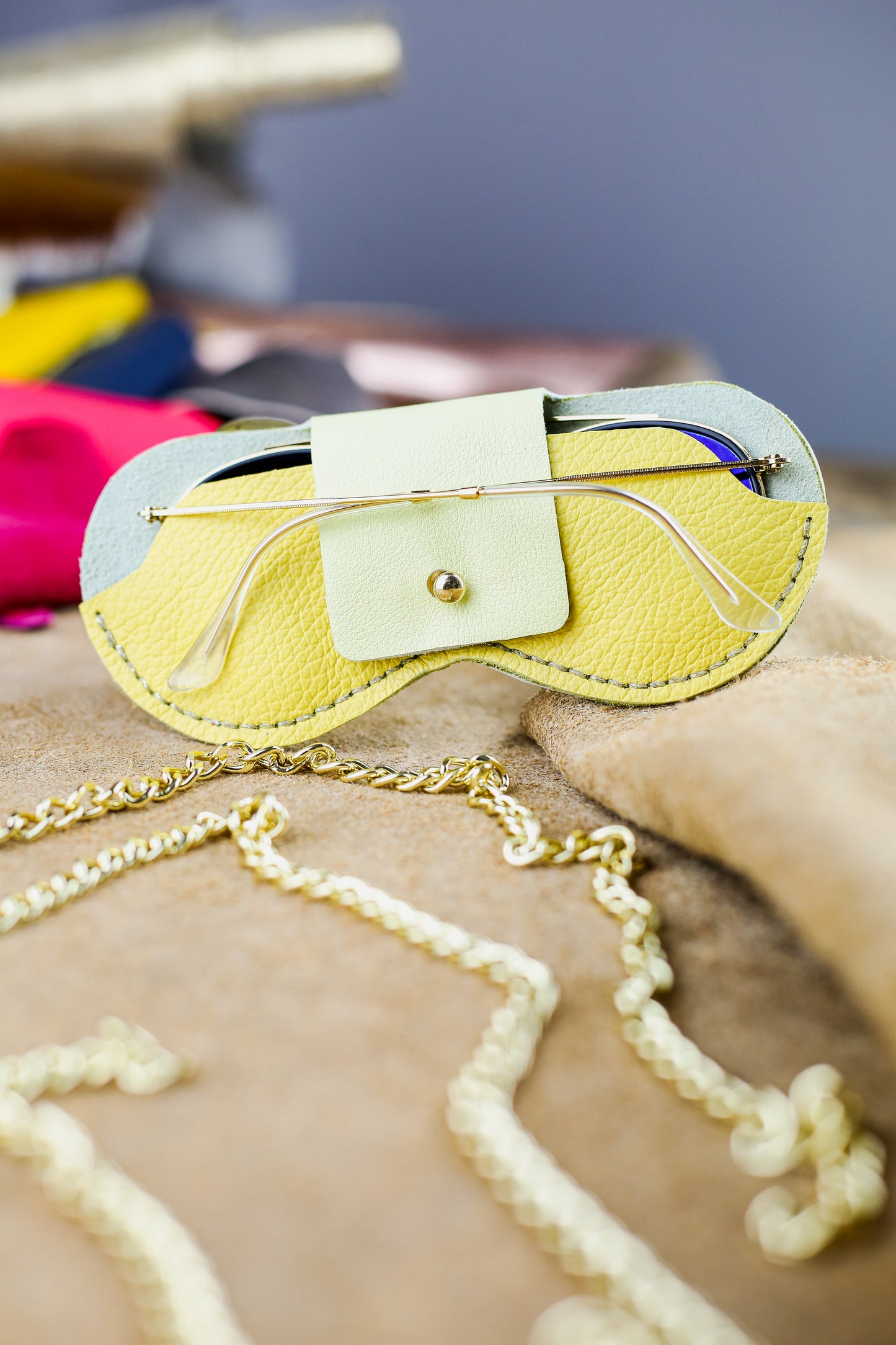 Etui à lunettes - Jaune et Jaune Pastel