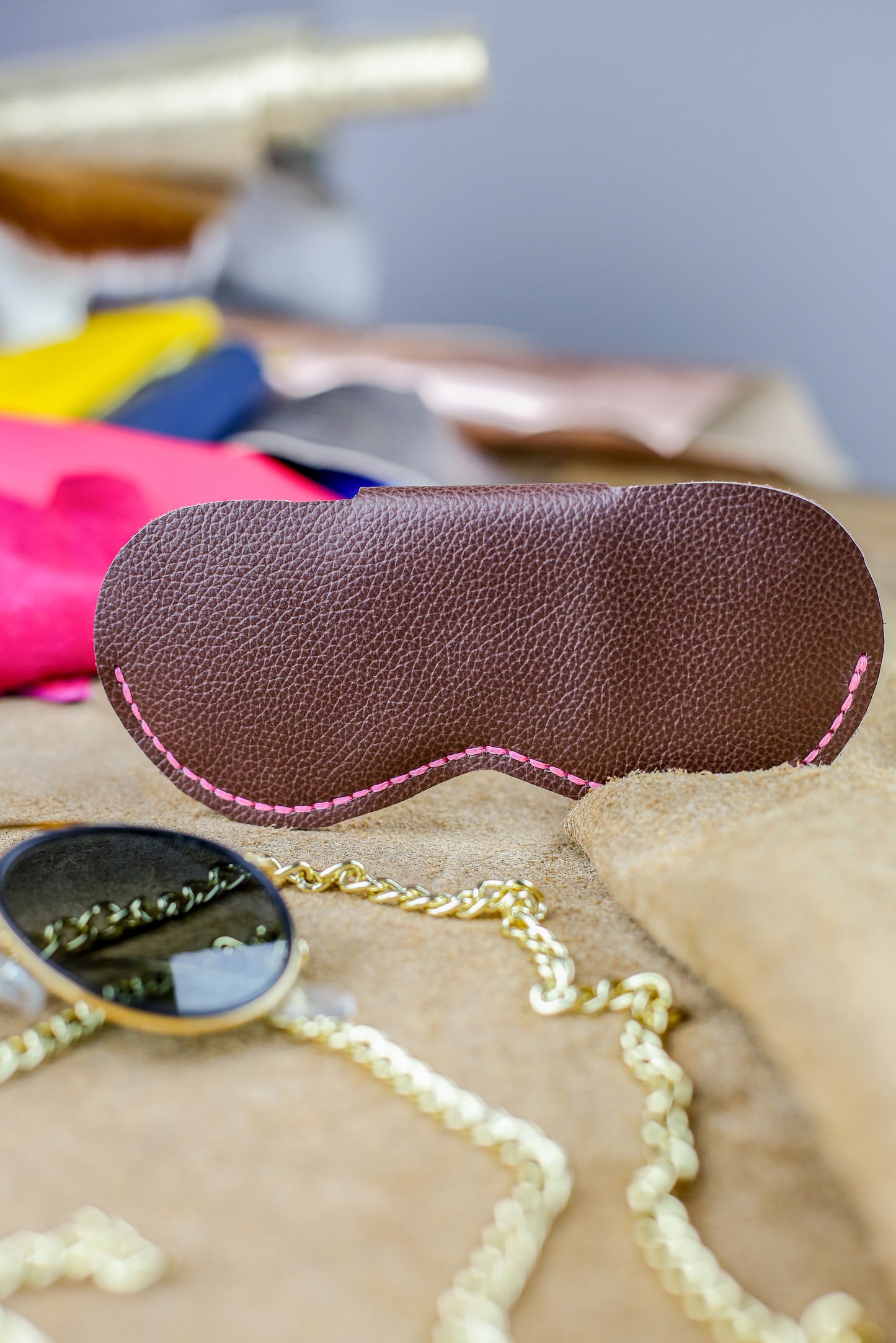 Etui à lunettes - Rose et Marron