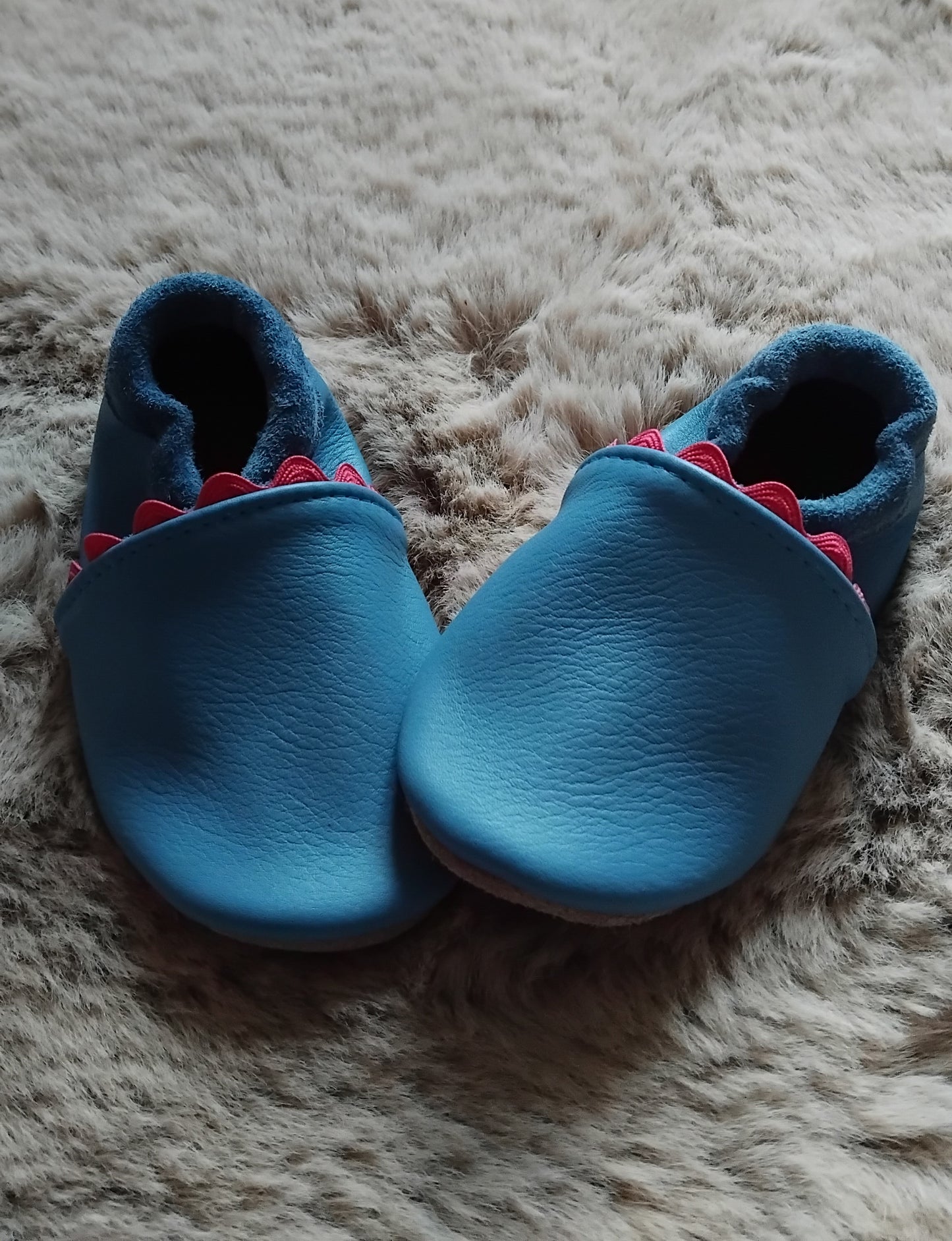 Chaussons souples en cuir classique - bleu lotus - 20/21