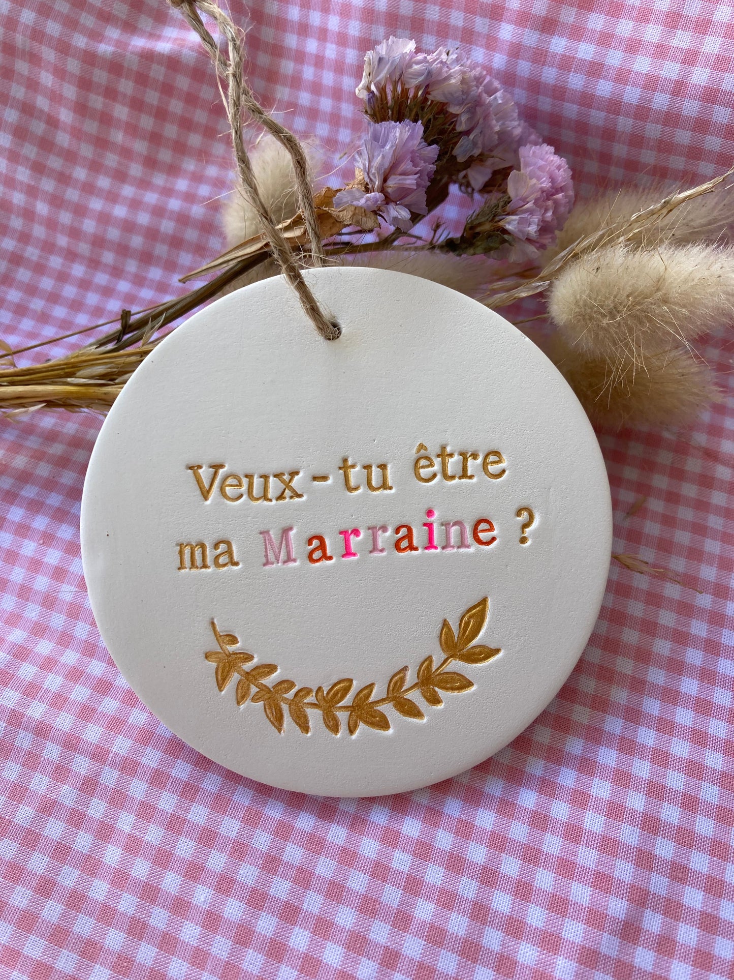 Médaillon veux-tu être Marraine + motif