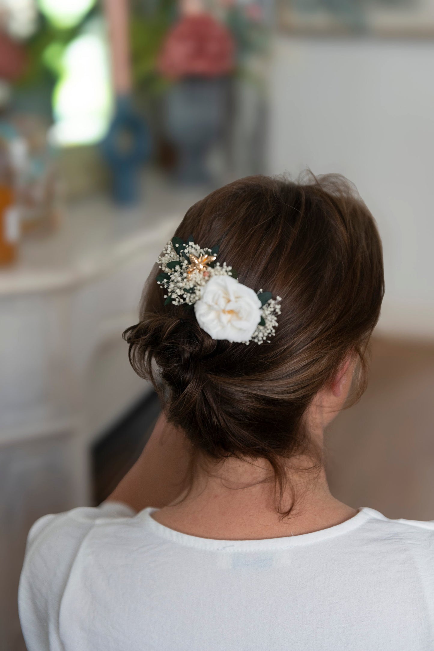 Peigne L'élégante aux fleurs éternelles grande taille