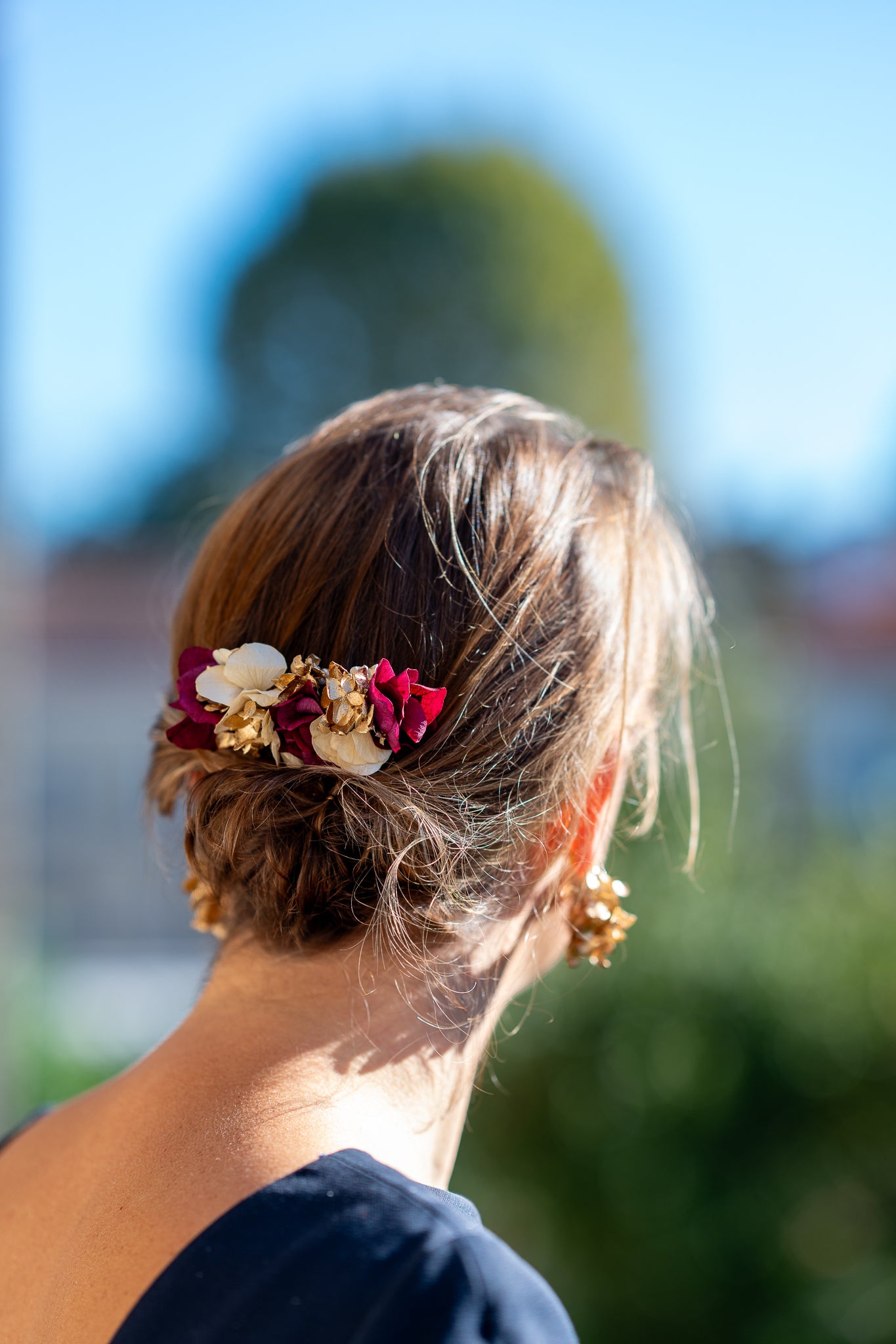 Peigne en fleurs éternelles " Magenta I"