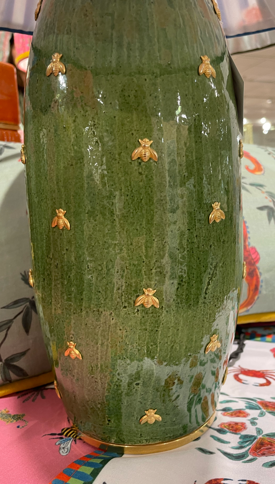 Pied de lampe céramique – Abeille – vert