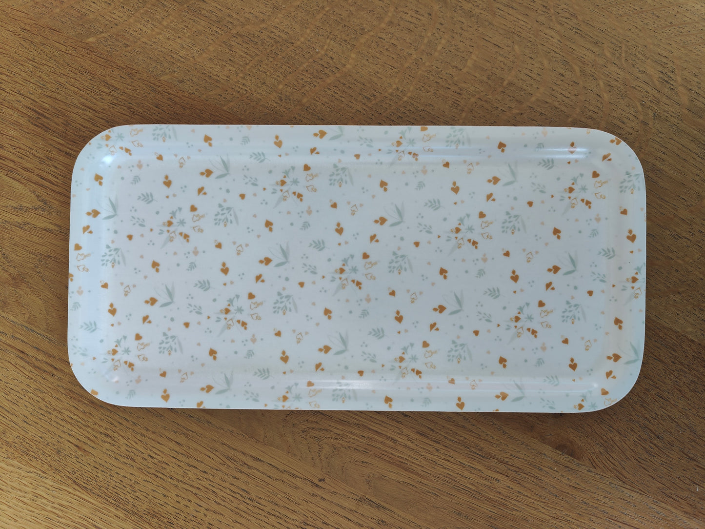 Plateau long rectangulaire - cœurs de fête