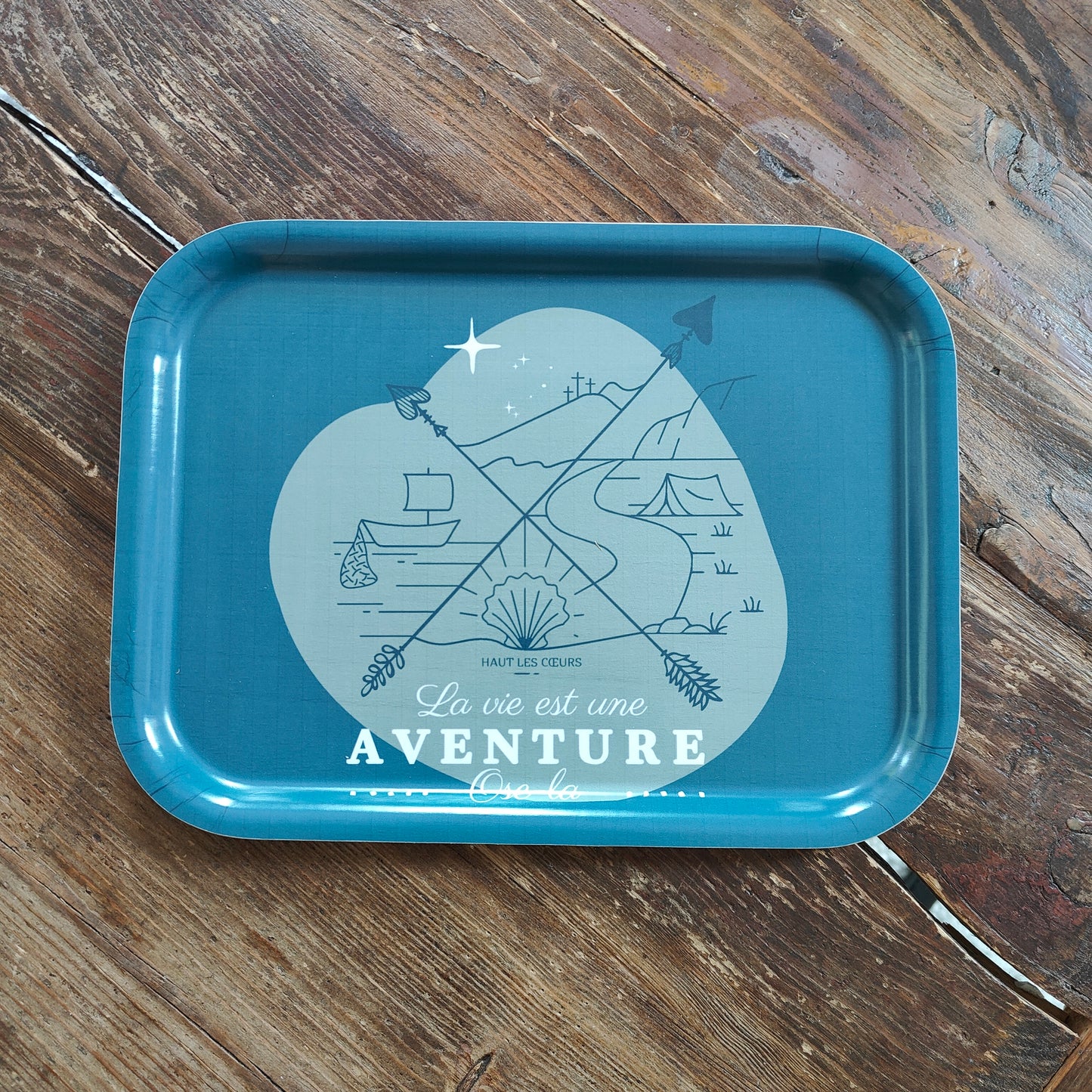 Plateau rectangulaire "La vie est une aventure"
