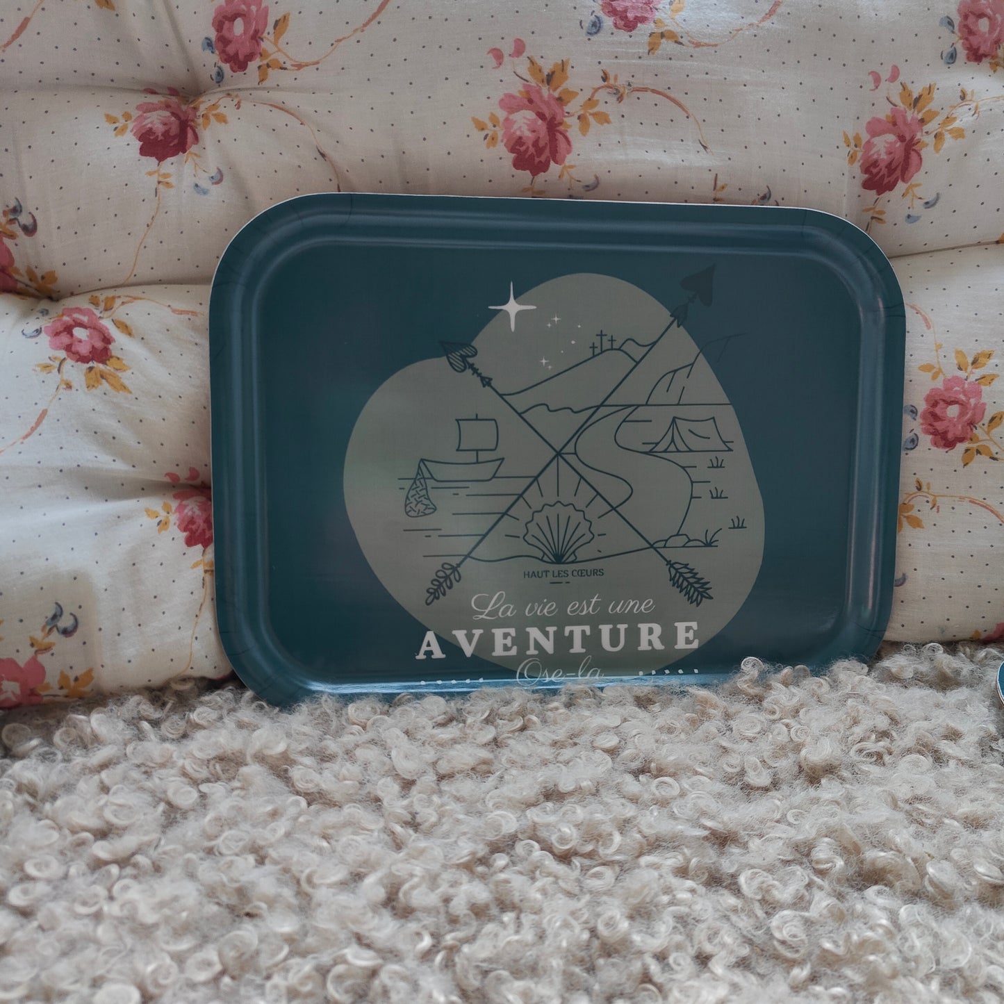 Plateau rectangulaire "La vie est une aventure"