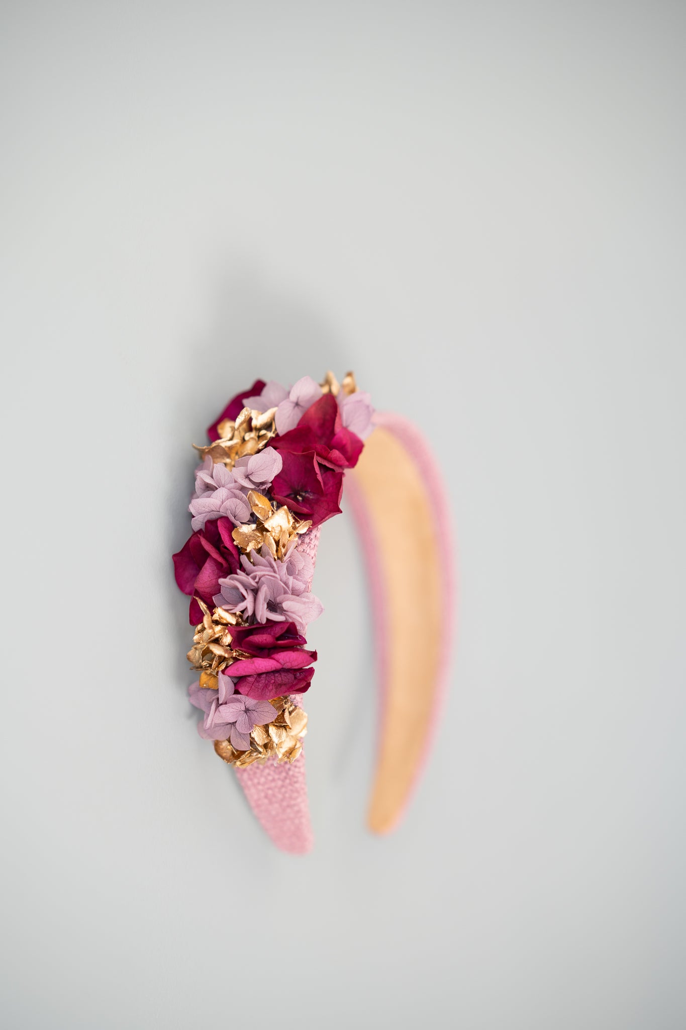 Serre-tête en fleurs éternelles "Magenta II"