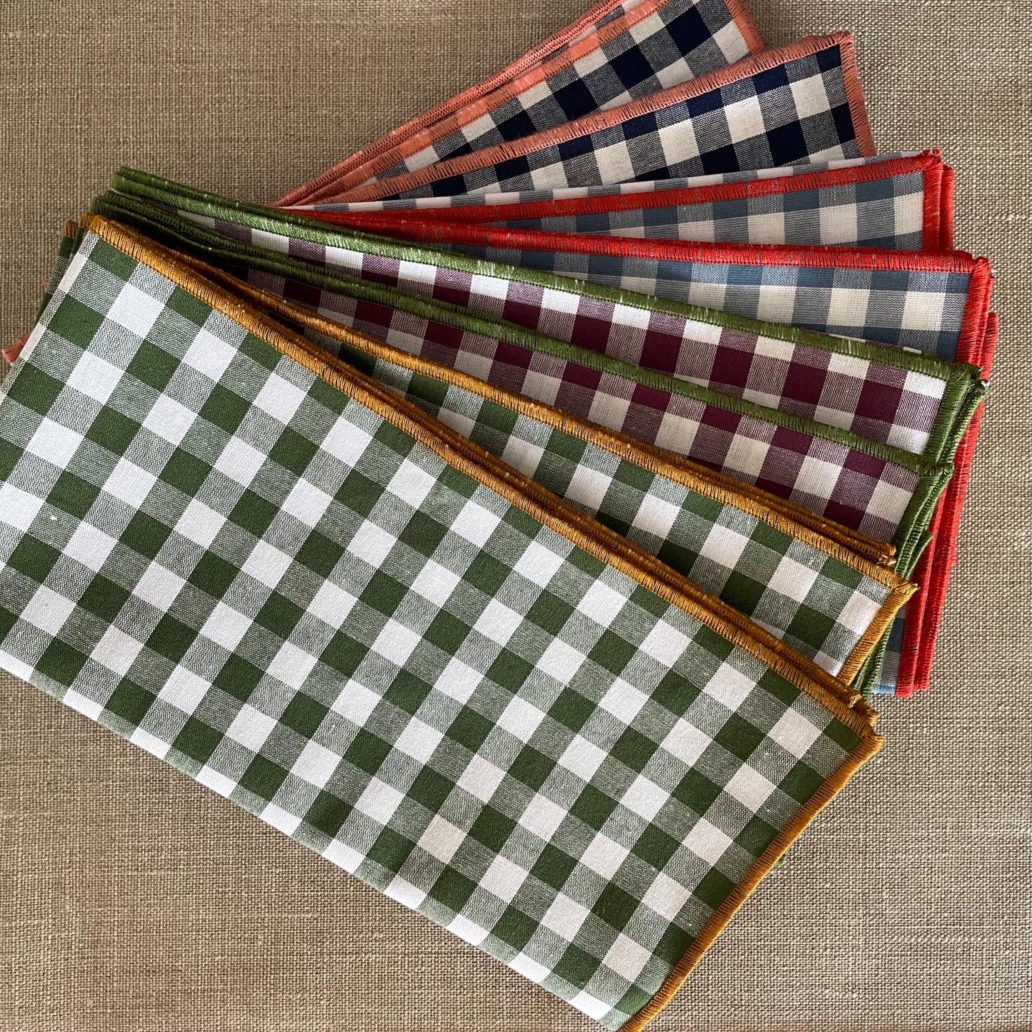 Serviettes de table en vichy vert