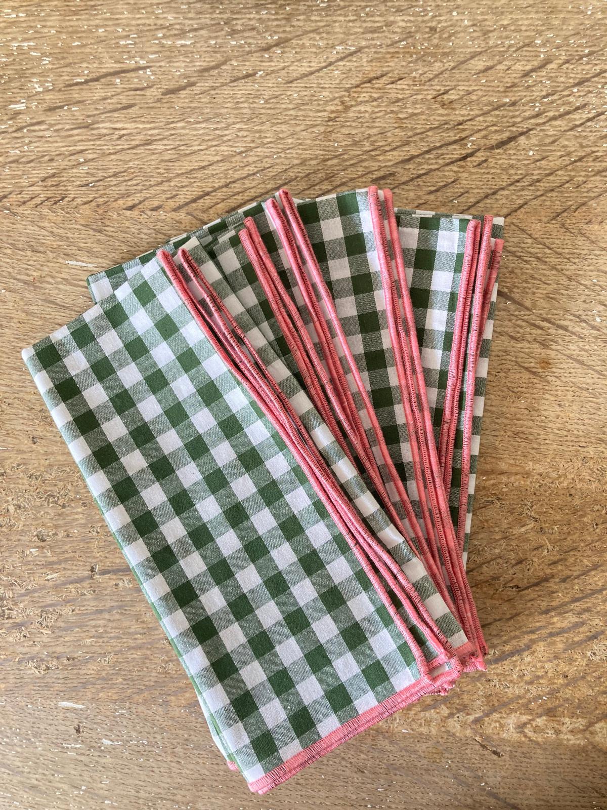 Serviettes de table en vichy vert