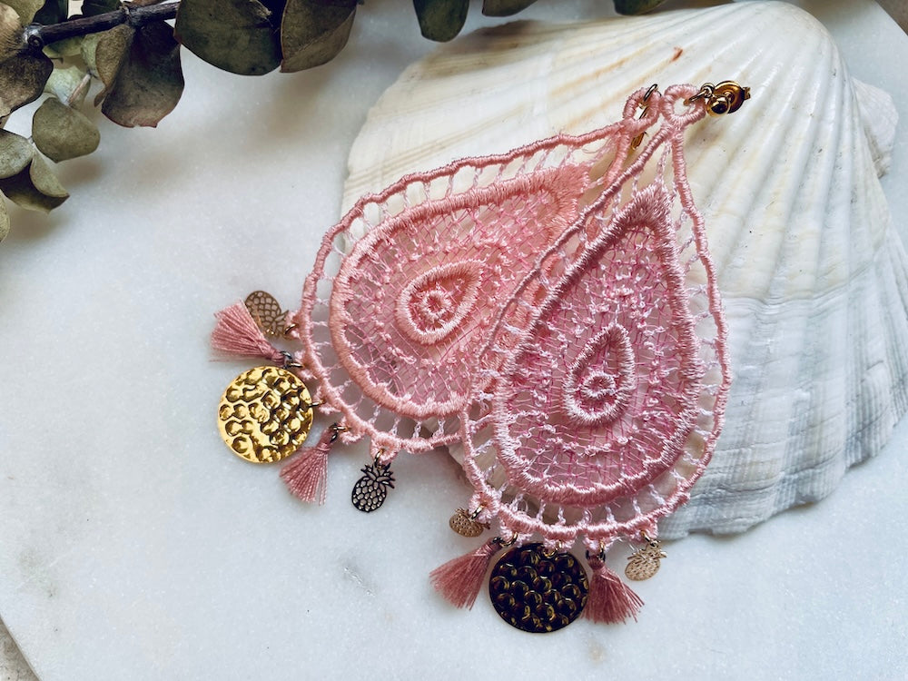 Boucles d'oreilles - rose poudré