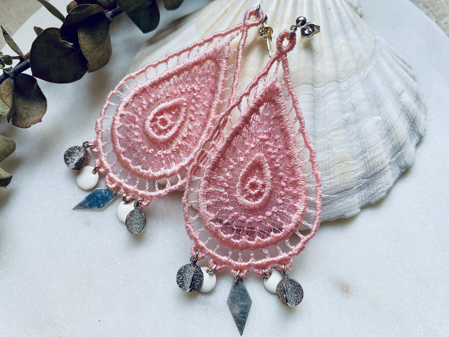 Boucles d'oreilles - rose poudré