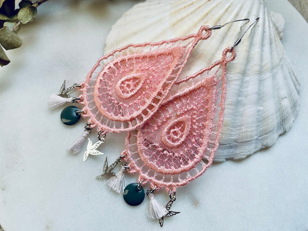 Boucles d'oreilles - rose poudré