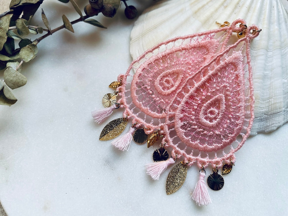 Boucles d'oreilles - rose poudré
