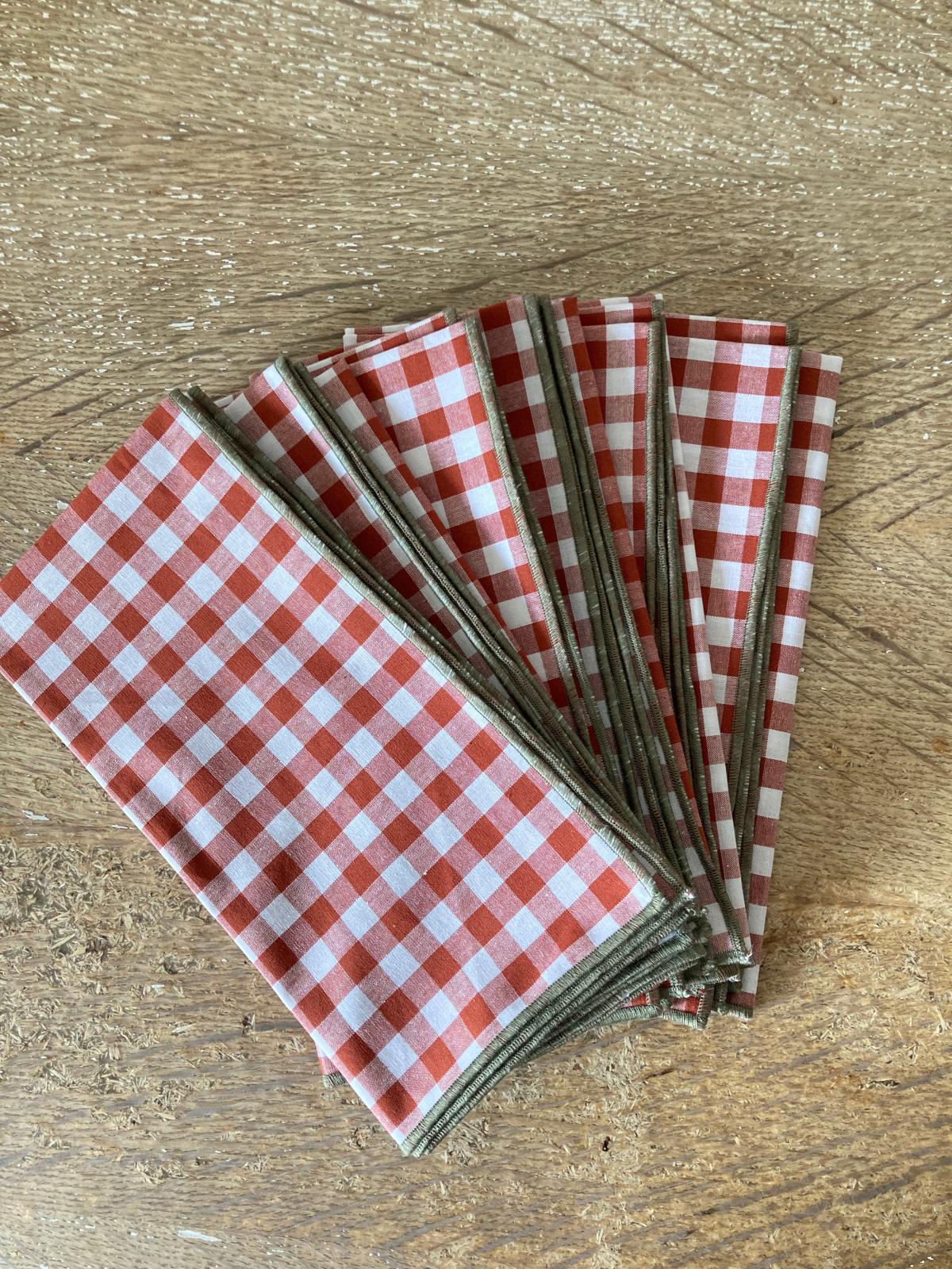 Serviettes de table en vichy écureuil