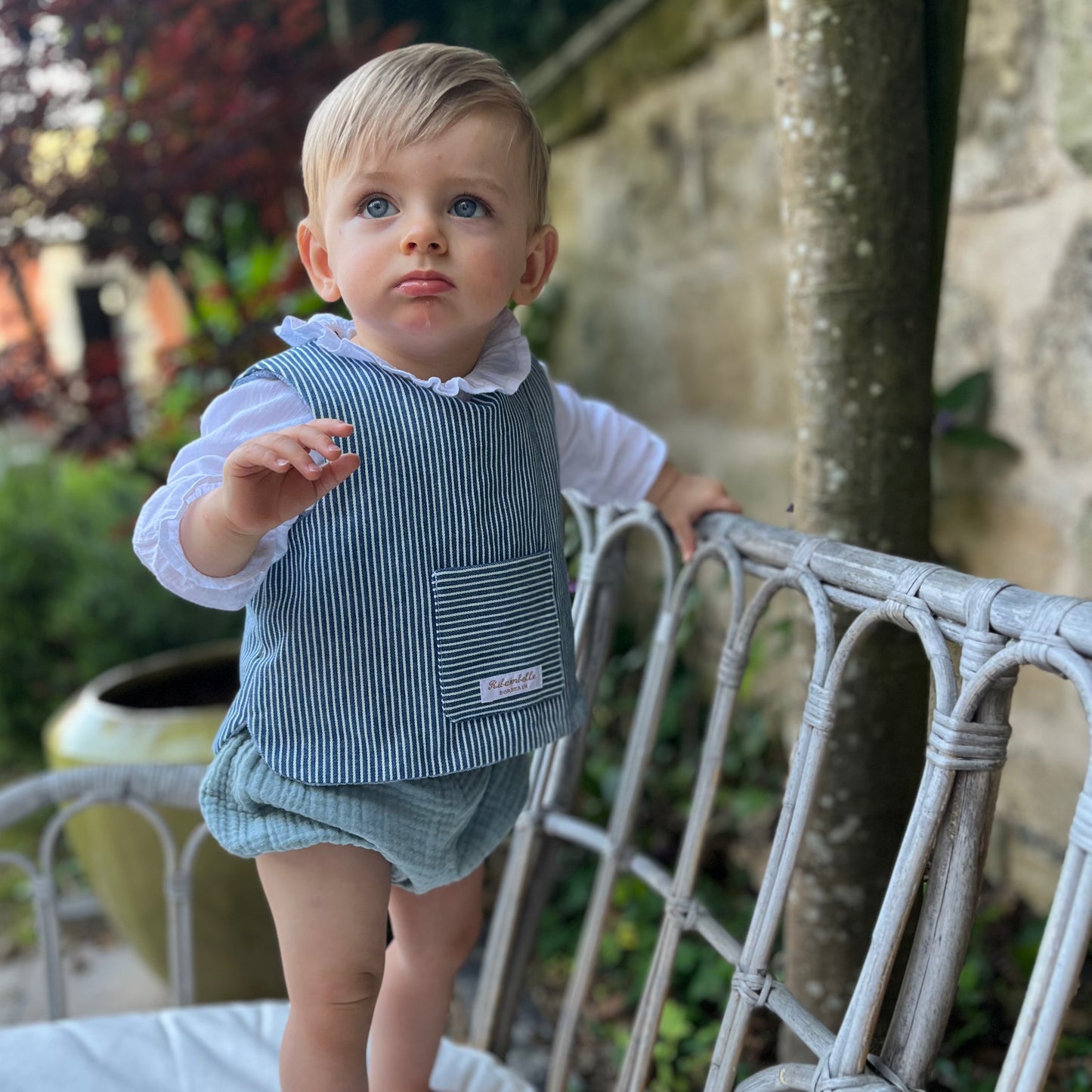 Veste sans manches en toile rayée