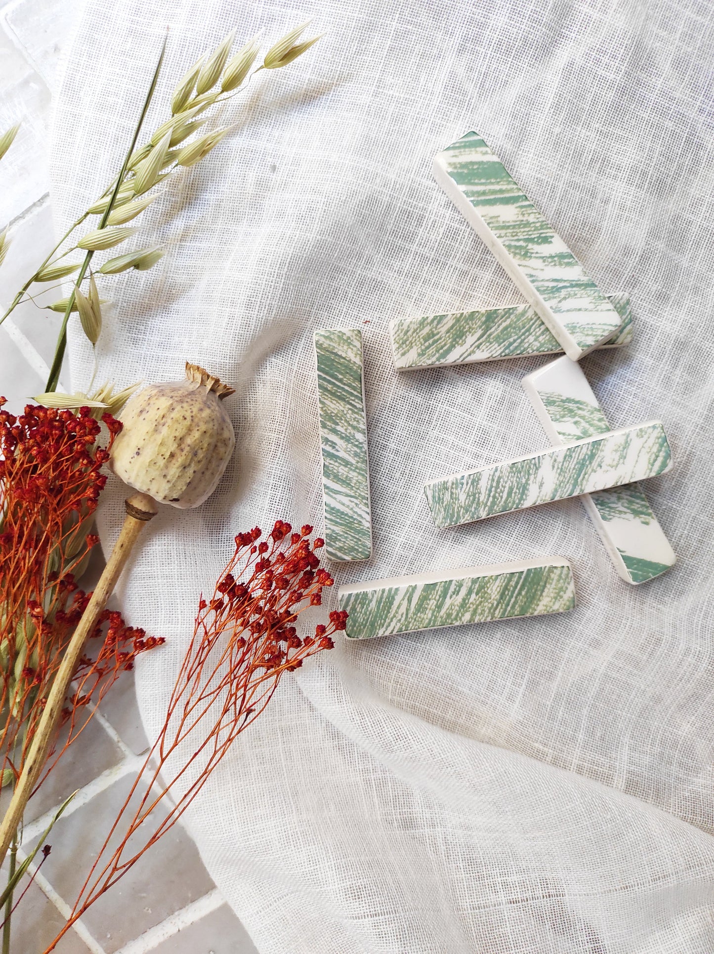 Six porte-couteaux "Les herbes folles"