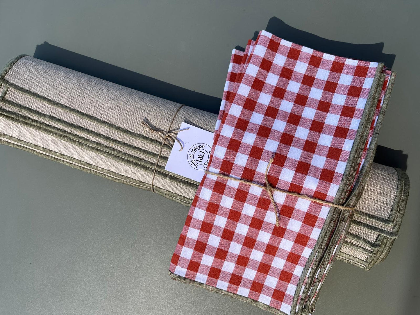 6 Serviettes de table en vichy écureuil