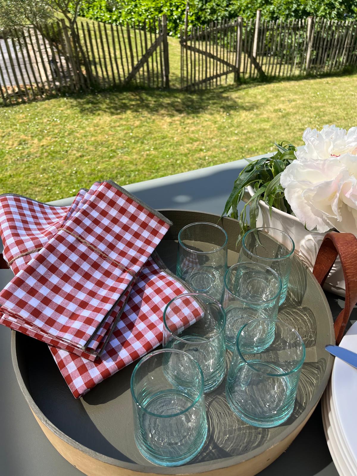 6 Serviettes de table en vichy écureuil