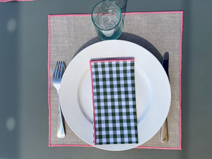 6 Serviettes de table en vichy vert