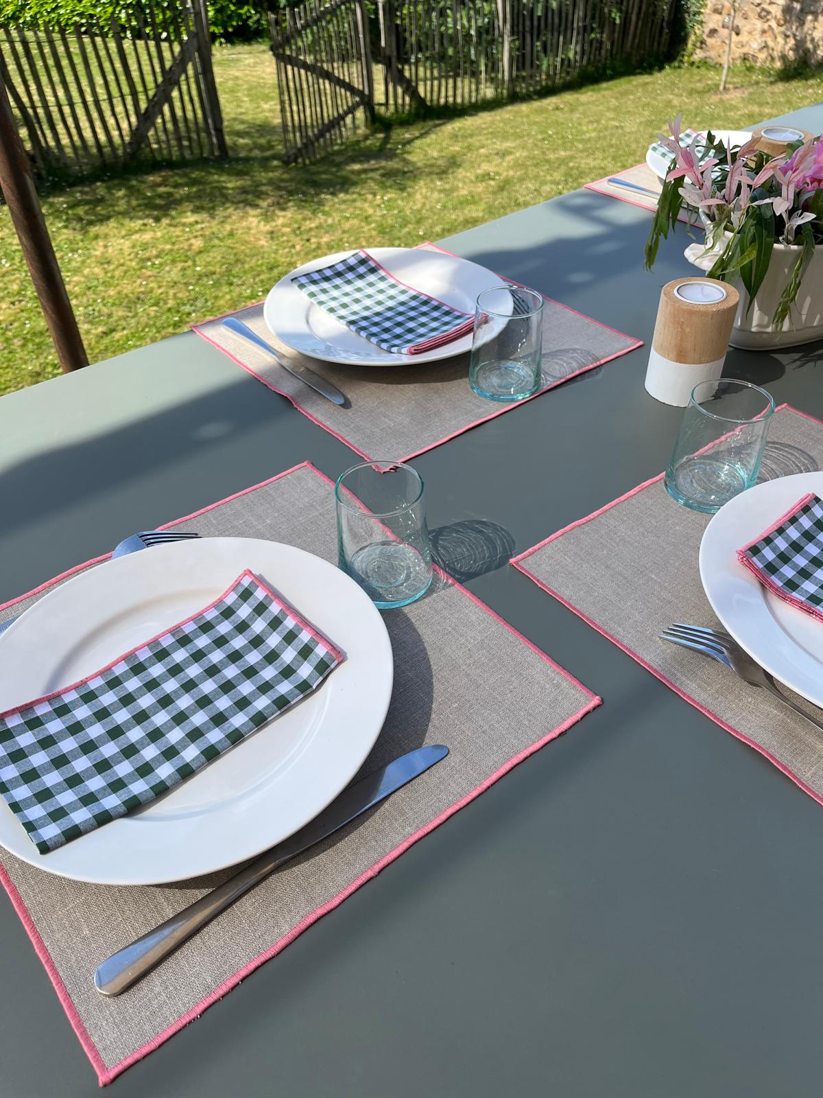 6 Serviettes de table en vichy vert