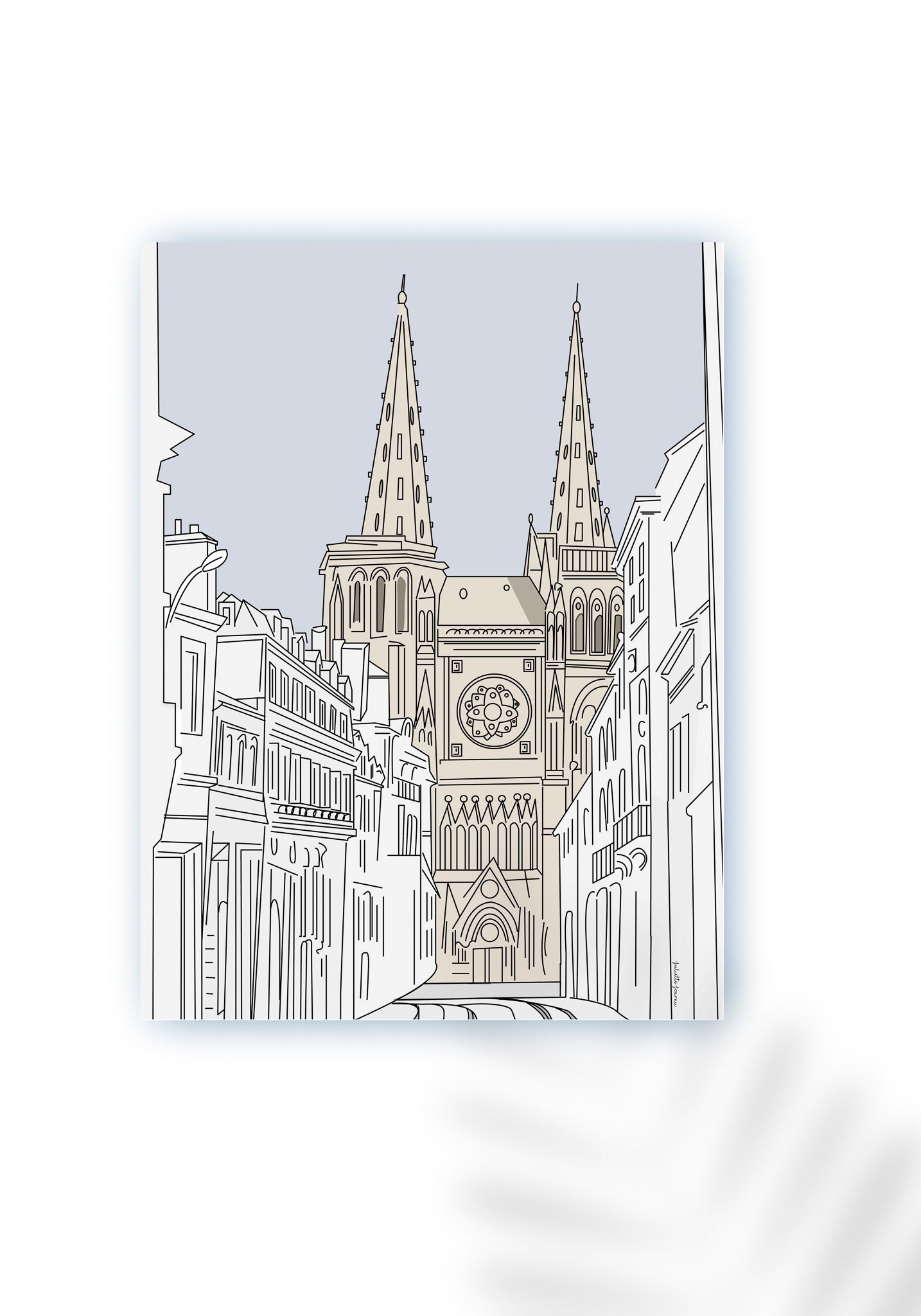 Affiche - Cathédrale de Bordeaux - gris clair