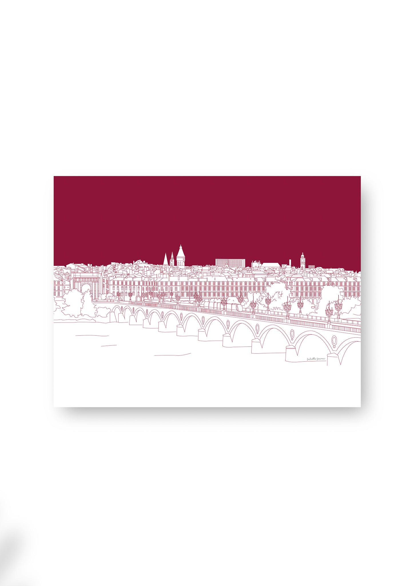Affiche - Pont de Pierre - rouge