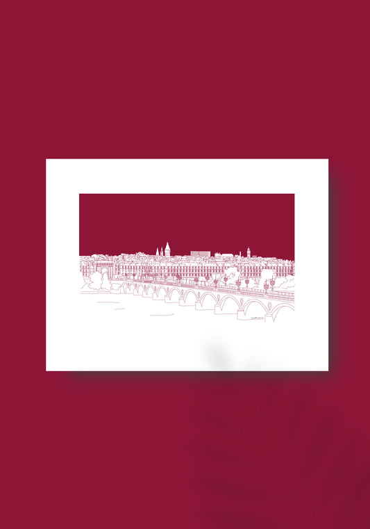 Affiche - Pont de Pierre - rouge